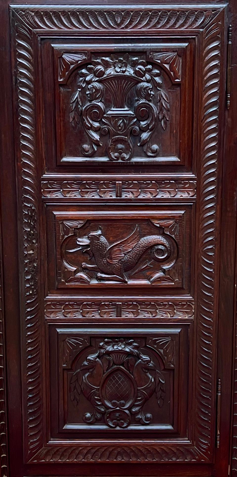 Antiker französischer bretonischer Schrank, Leinenschrank, Kastanienholz, Kommode, um 1900-20er Jahre 7