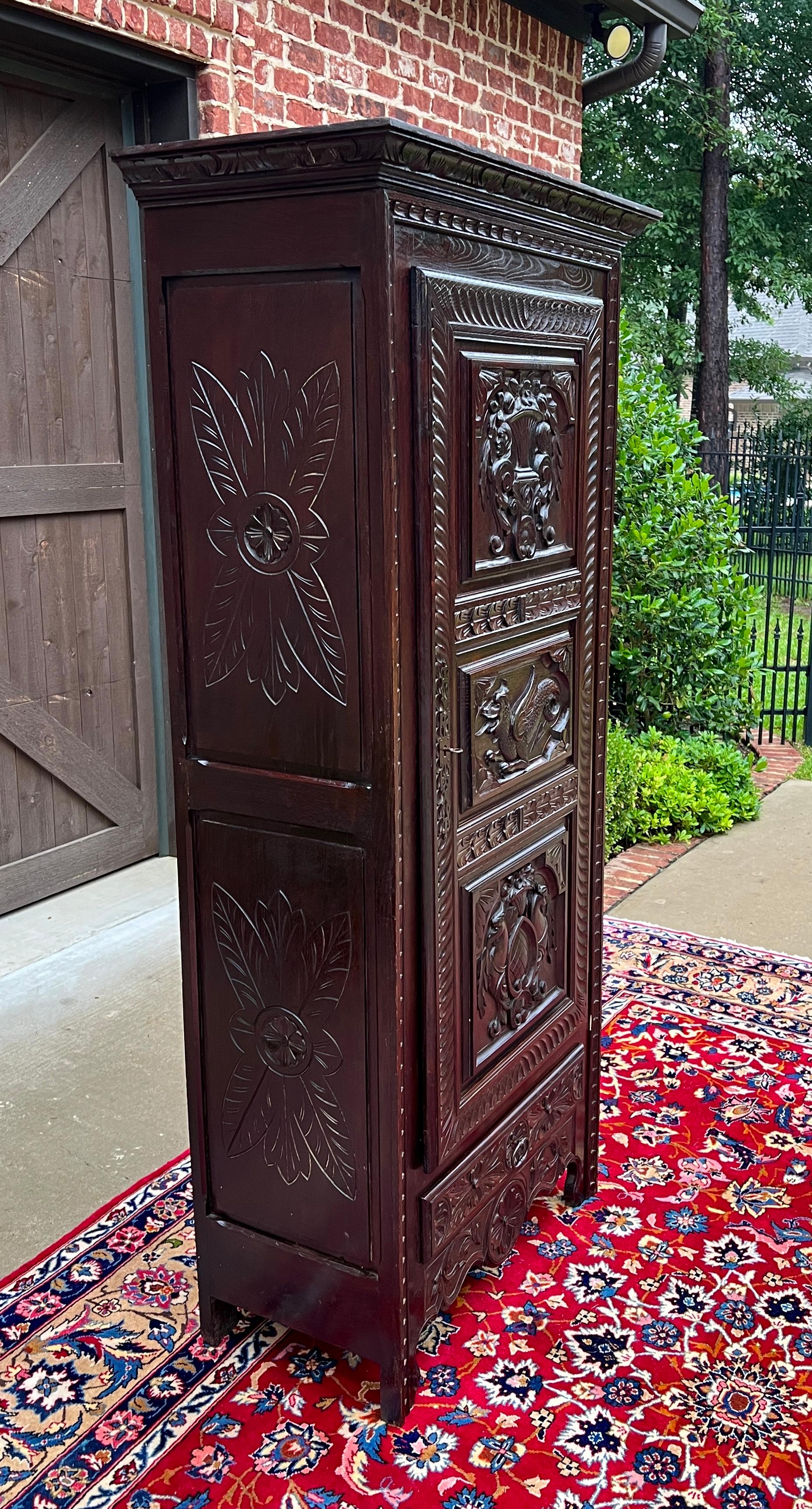 Antique French Breton Armoire Wardrobe Cabinet Linen Closet Chestnut c. 1900-20s For Sale 11