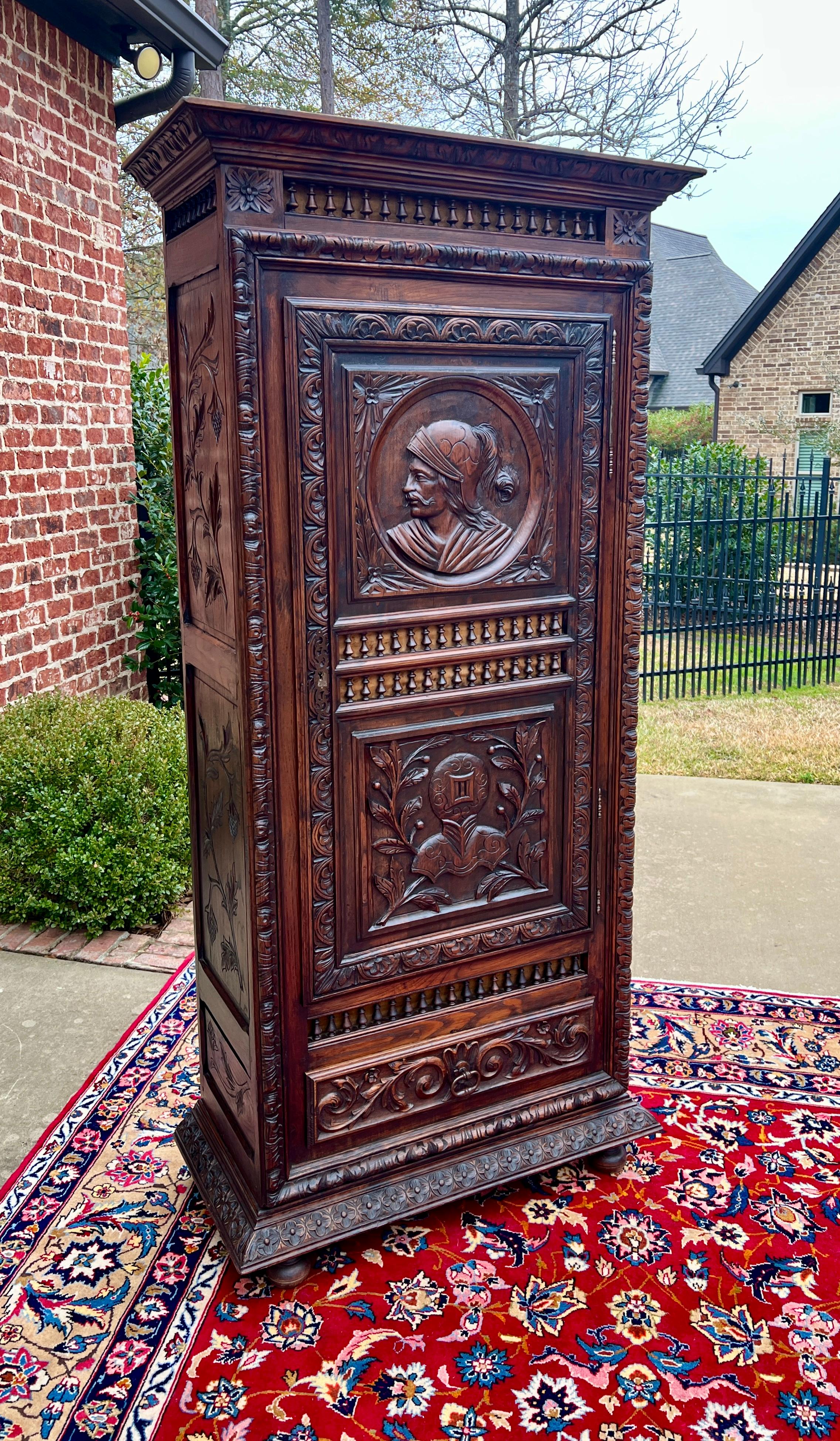     Beautifully Carved Antique French Chestnut Breton Armoire with Drawer~~c. 1890s 

    Highly requested classic French Breton design~~Breton (sometimes known as Brittany) furniture originated in late 19th century France in a region to the west of