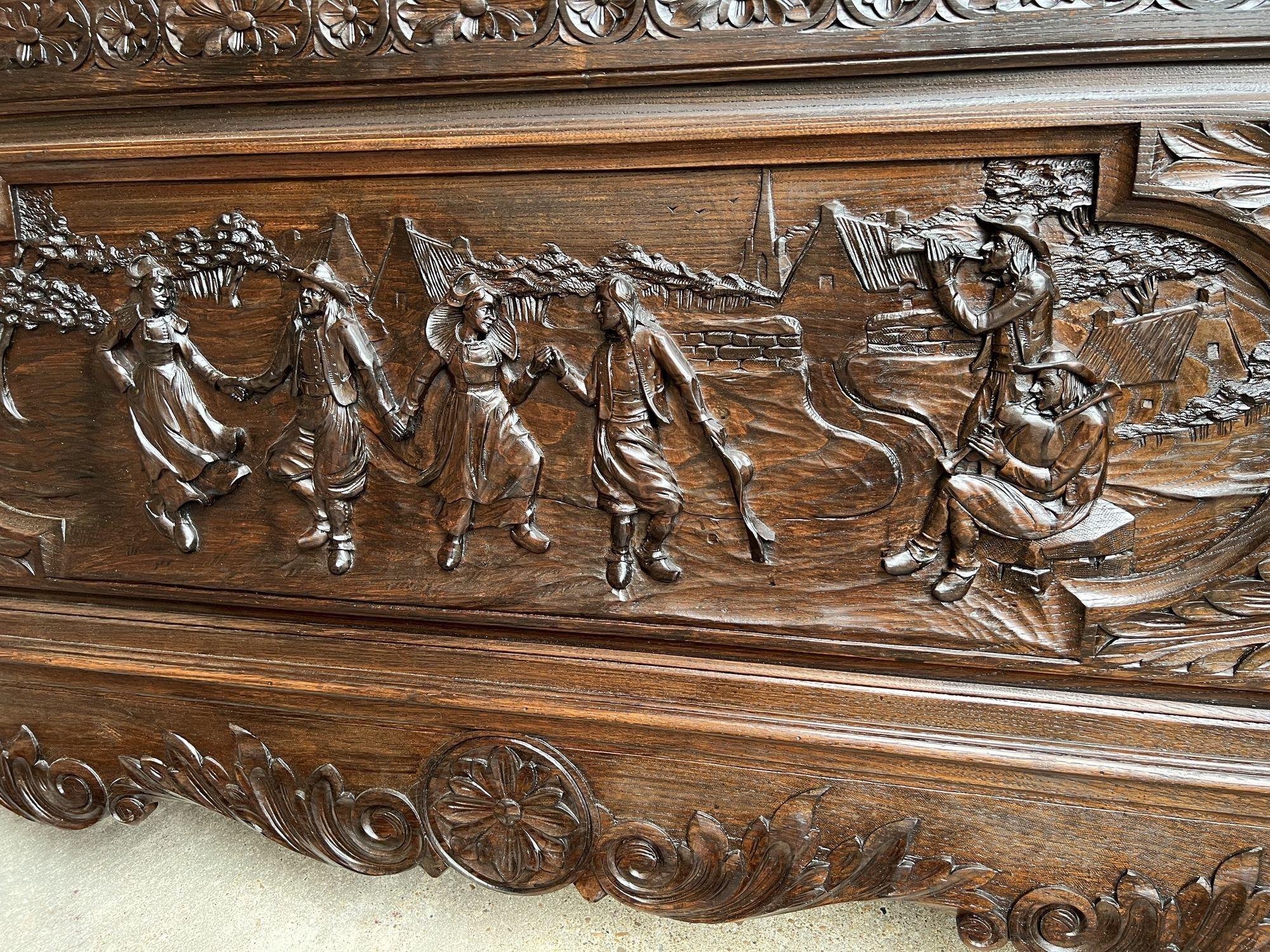 Antique French Breton Bed Brittany Wedding French Country Carved Dark Oak c1890 For Sale 3