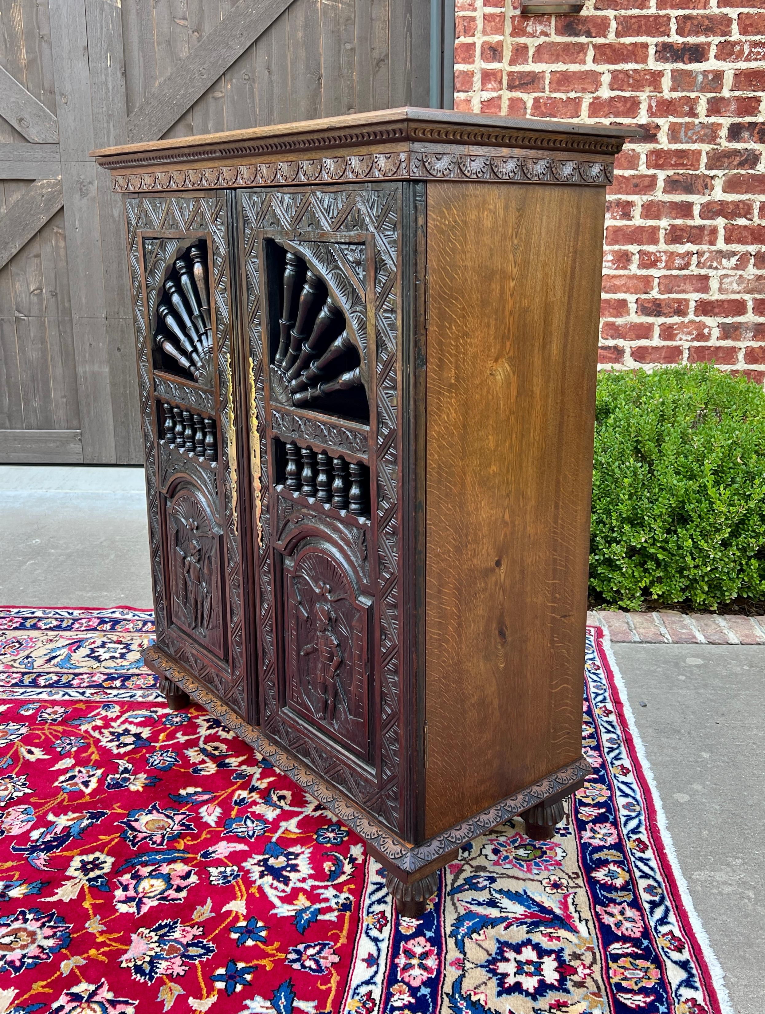 Antique French Breton Cabinet Cupboard Storage Bookcase Entry Carved Oak 19th C 5