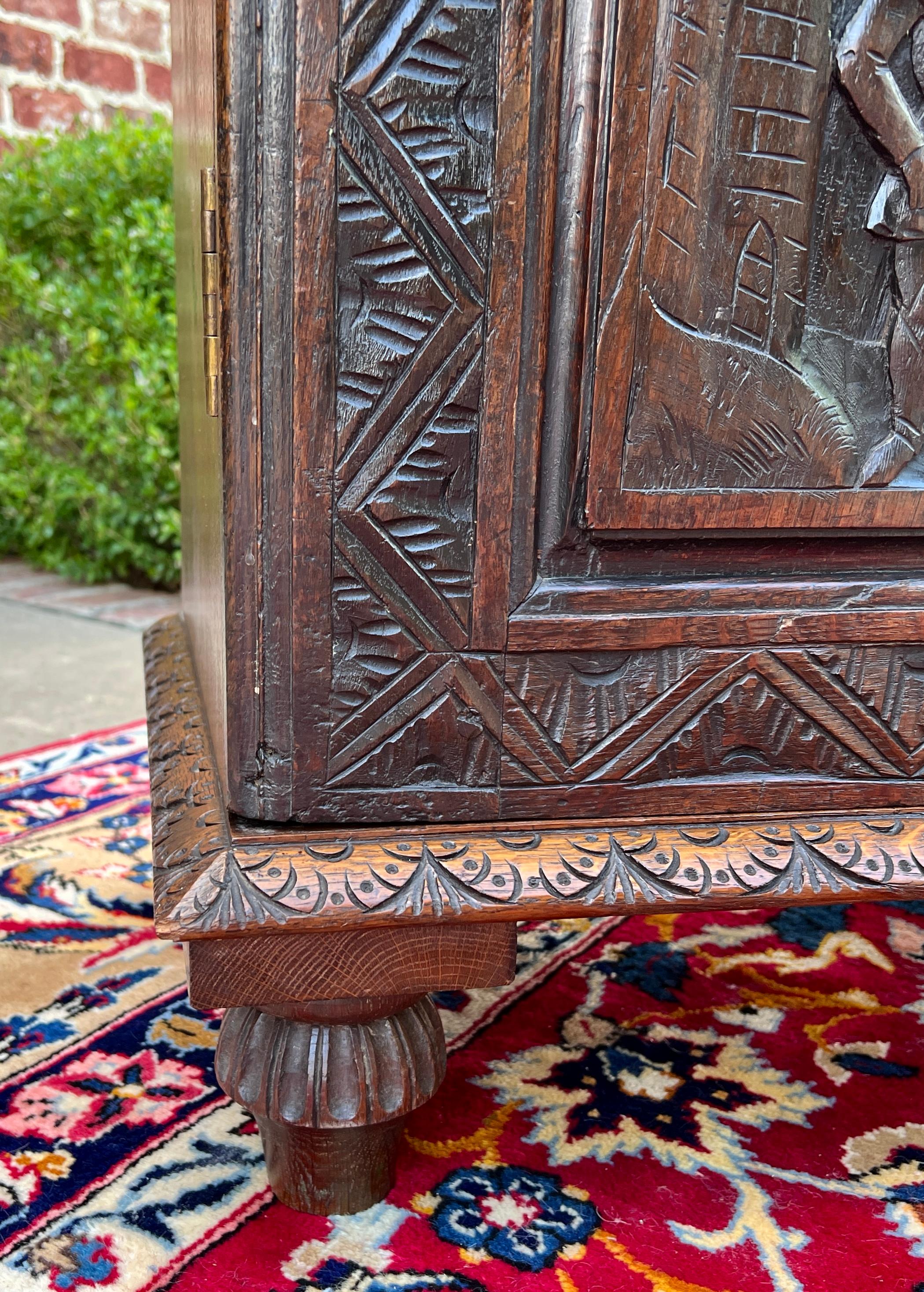 Antique French Breton Cabinet Cupboard Storage Bookcase Entry Carved Oak 19th C 6