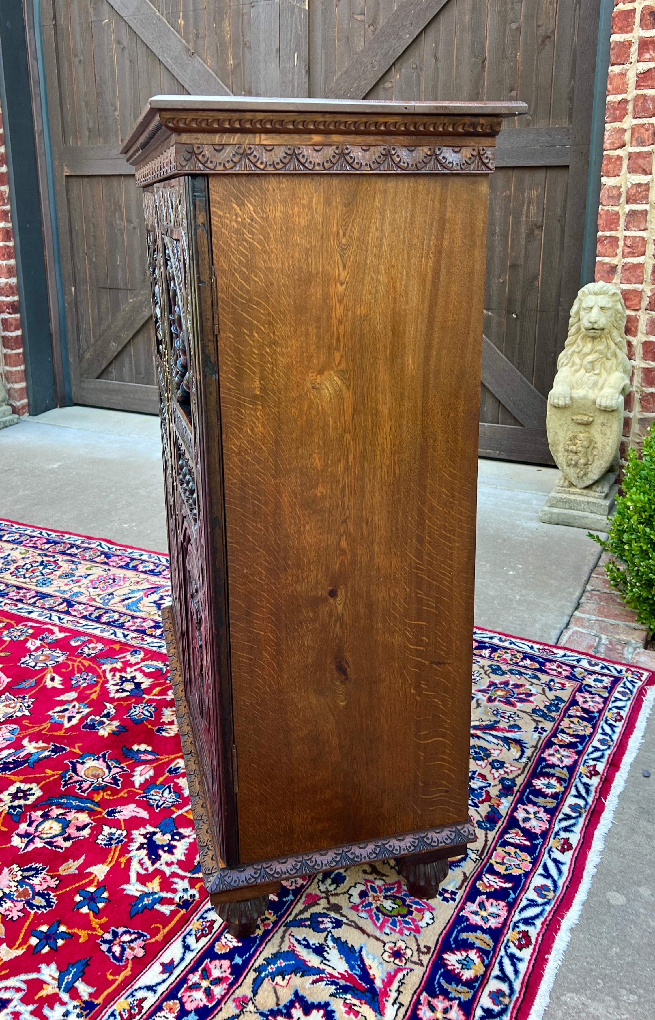 Antique French Breton Cabinet Cupboard Storage Bookcase Entry Carved Oak 19th C 7