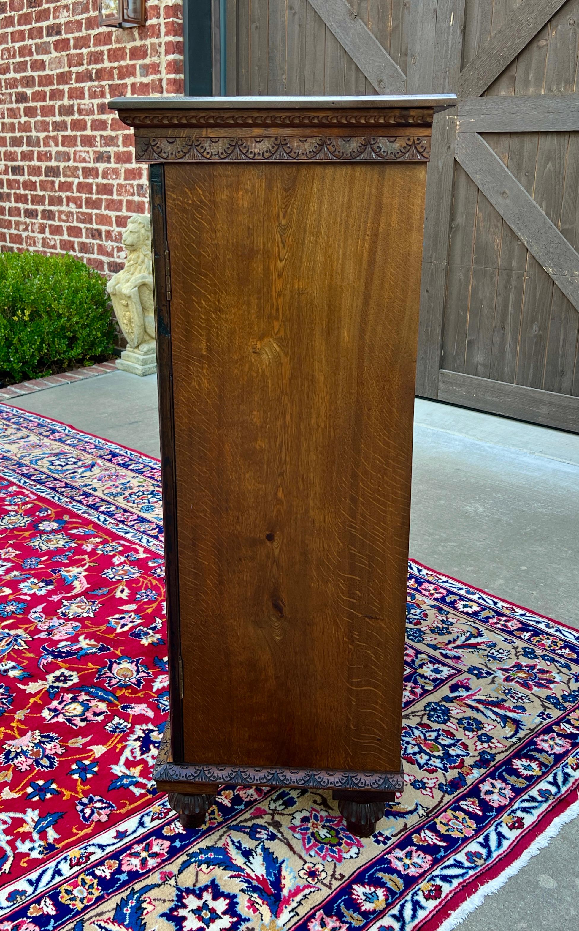 Antique French Breton Cabinet Cupboard Storage Bookcase Entry Carved Oak 19th C 8