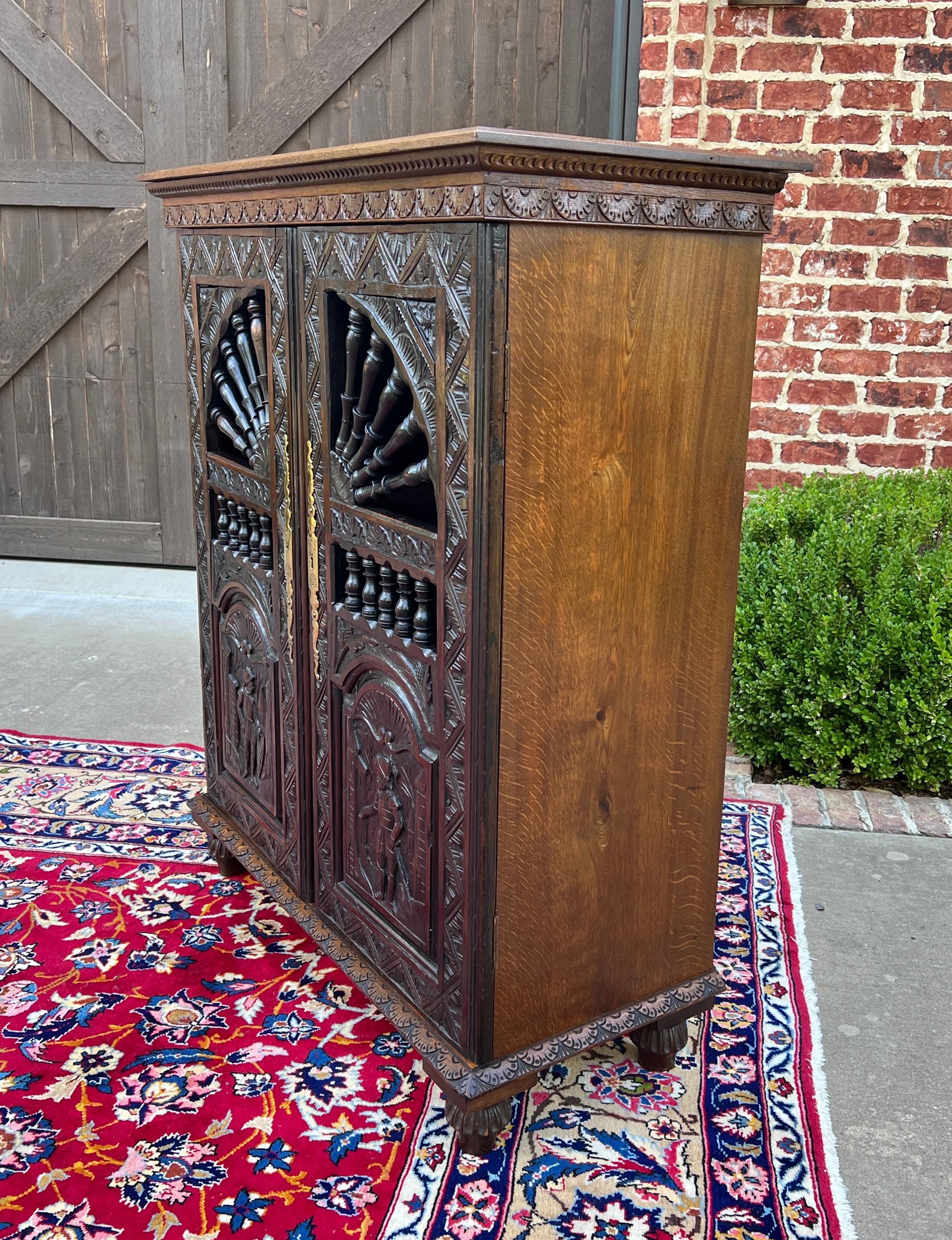 Antique French Breton Cabinet Cupboard Storage Bookcase Entry Carved Oak 19th C 9