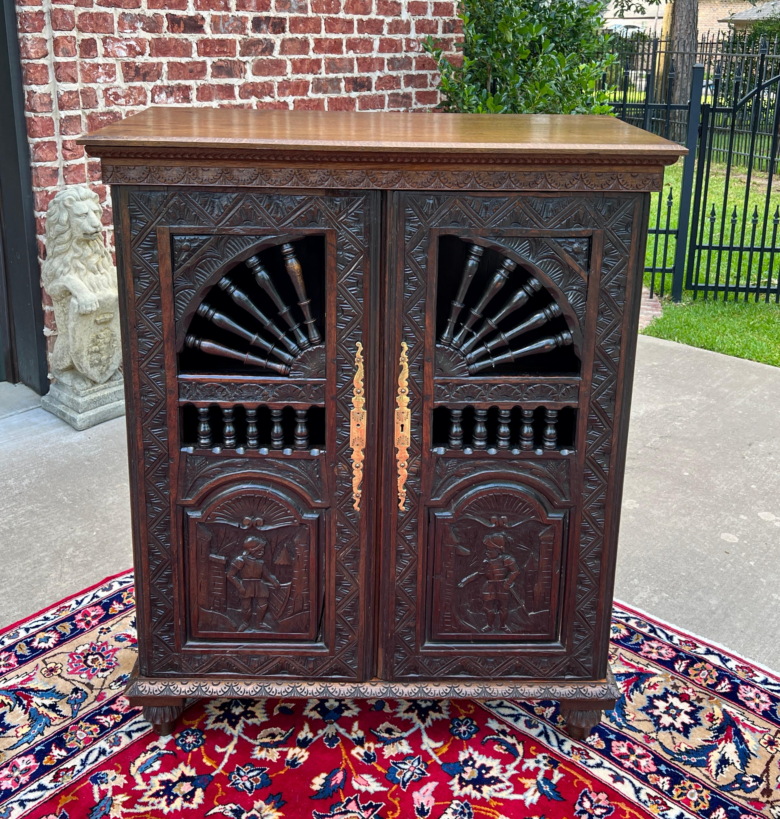 Antique French Breton Cabinet Cupboard Storage Bookcase Entry Carved Oak 19th C 13