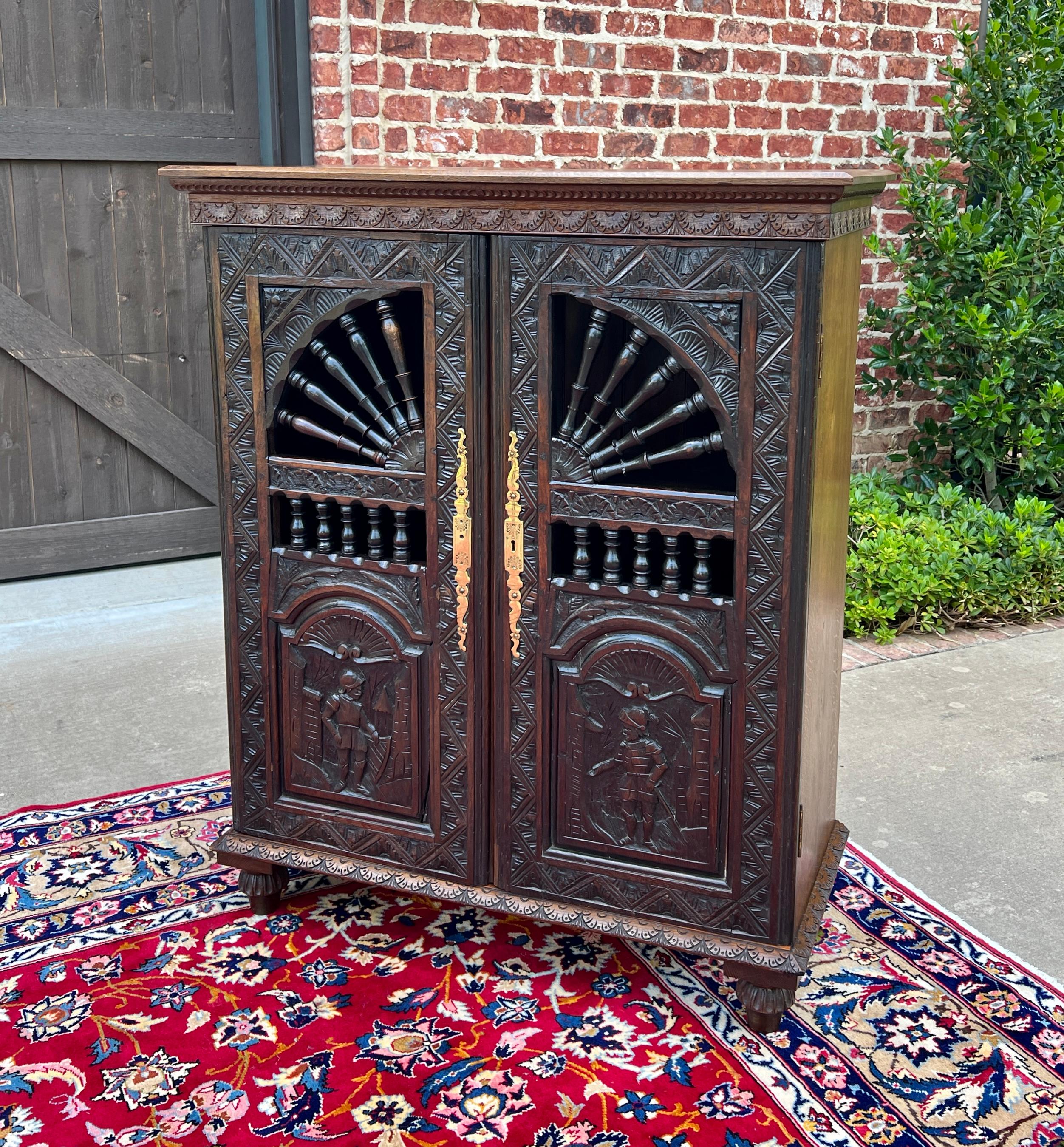 Antique French Breton Cabinet Cupboard Storage Bookcase Entry Carved Oak 19th C 14