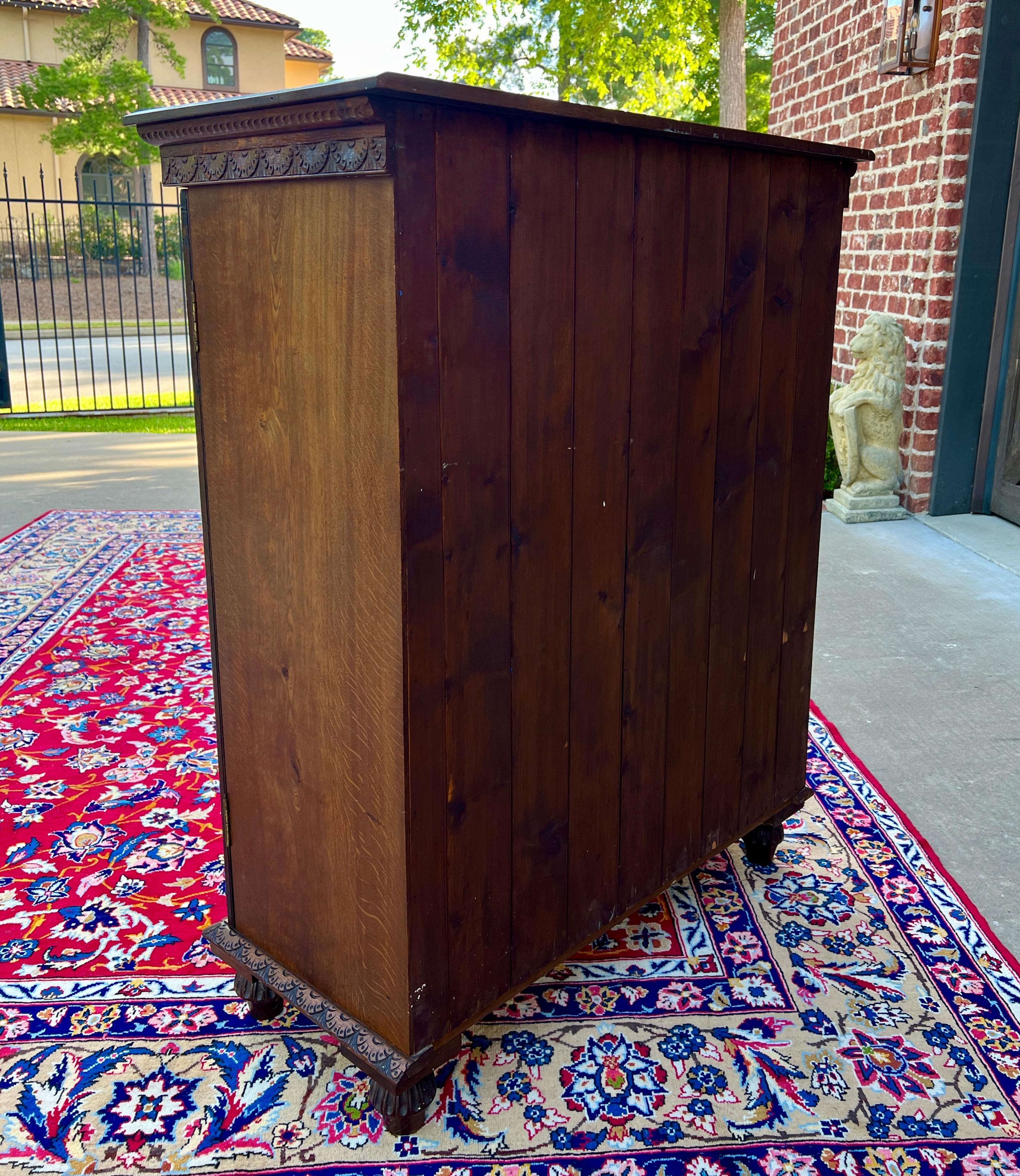 Antique French Breton Cabinet Cupboard Storage Bookcase Entry Carved Oak 19th C 15