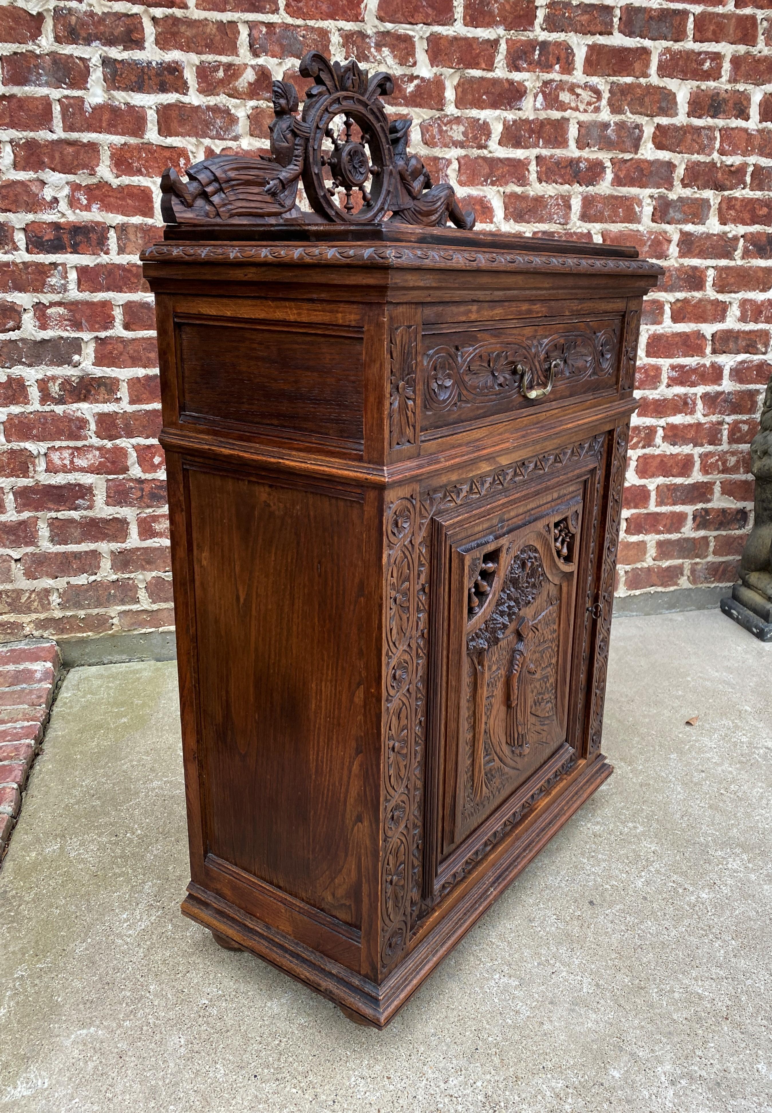 Antique French Breton Jam Cabinet Cupboard Liquor Cabinet Bar Oak Confiture Key 6