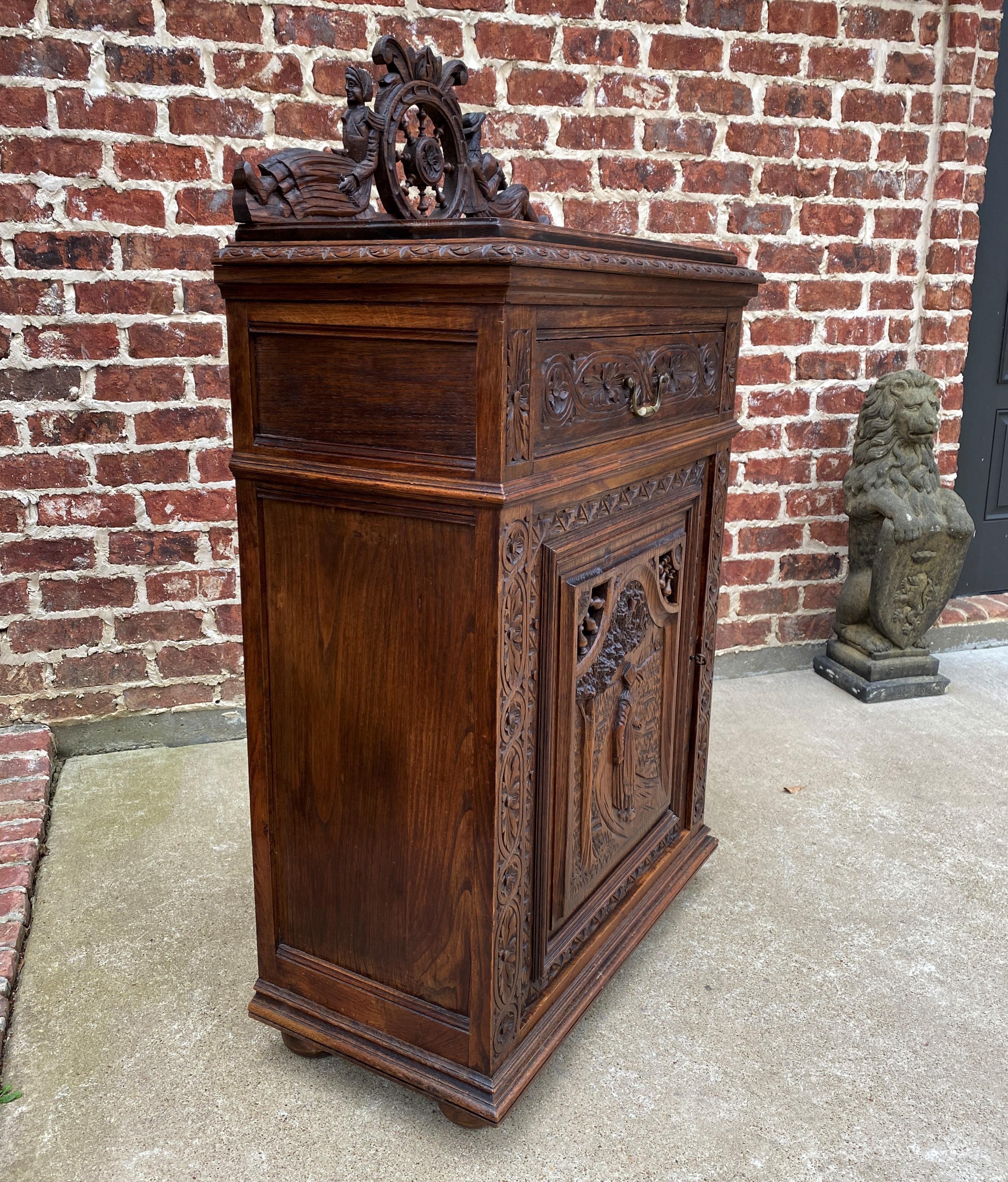 Antique French Breton Jam Cabinet Cupboard Liquor Cabinet Bar Oak Confiture Key 1