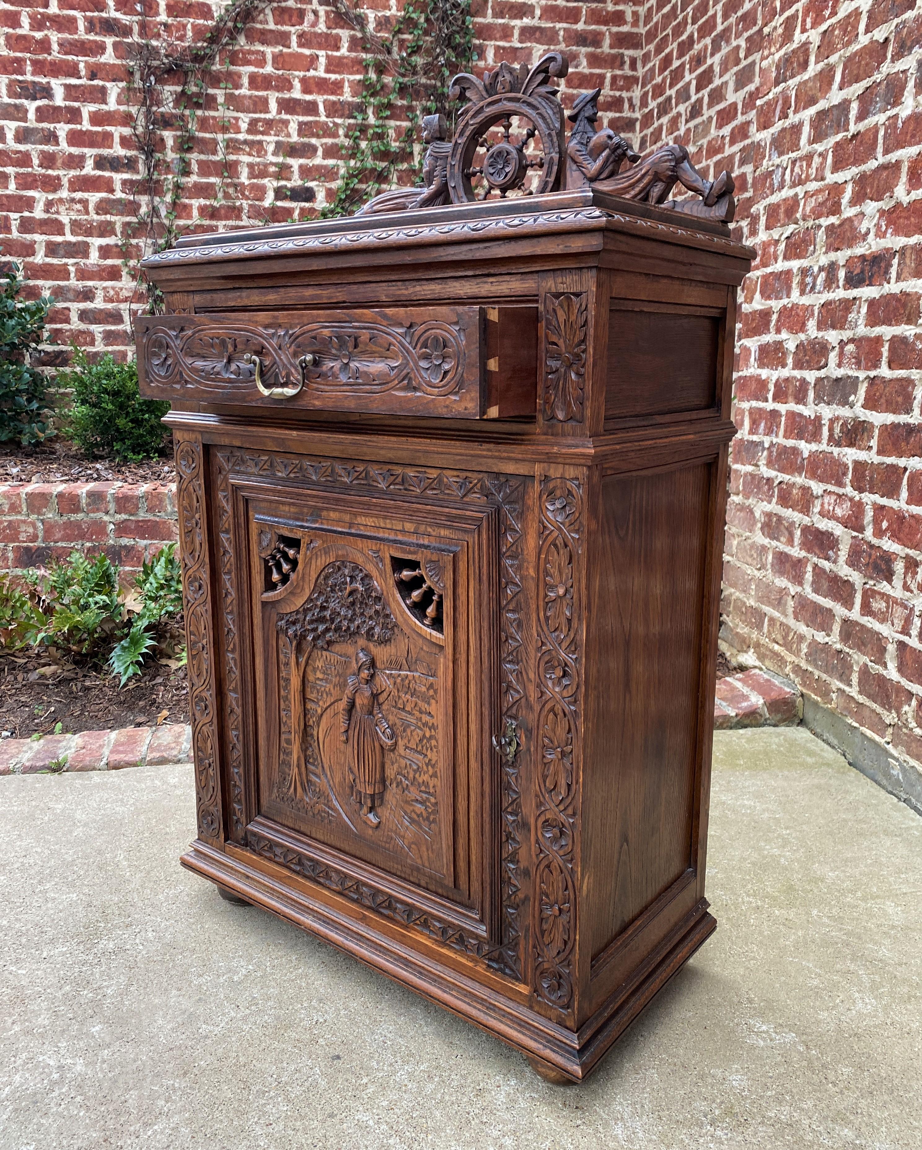 Antique French Breton Jam Cabinet Cupboard Liquor Cabinet Bar Oak Confiture Key 3