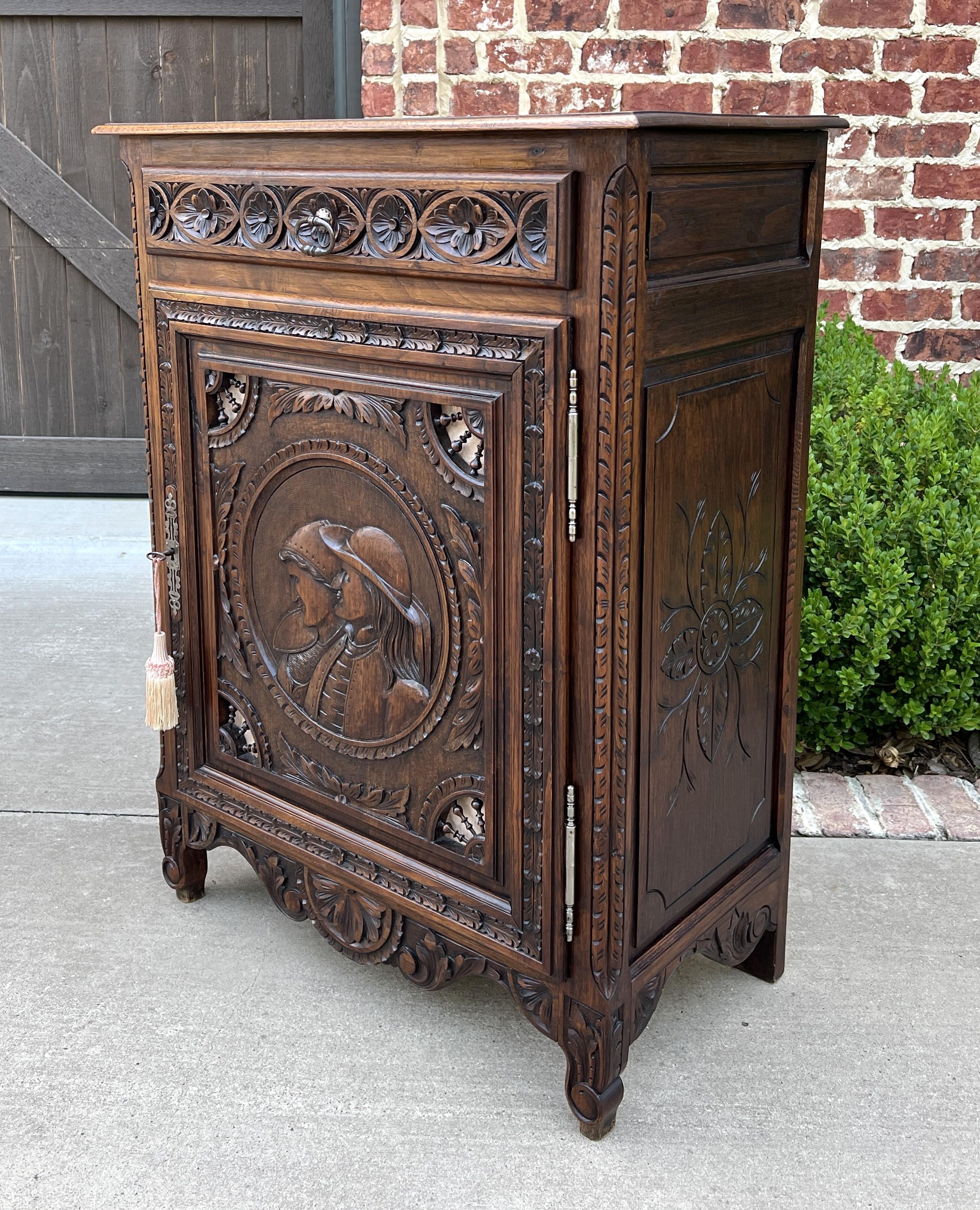 Antique French Breton Jam Cabinet Cupboard Storage Drawer Carved Oak 19th C For Sale 8