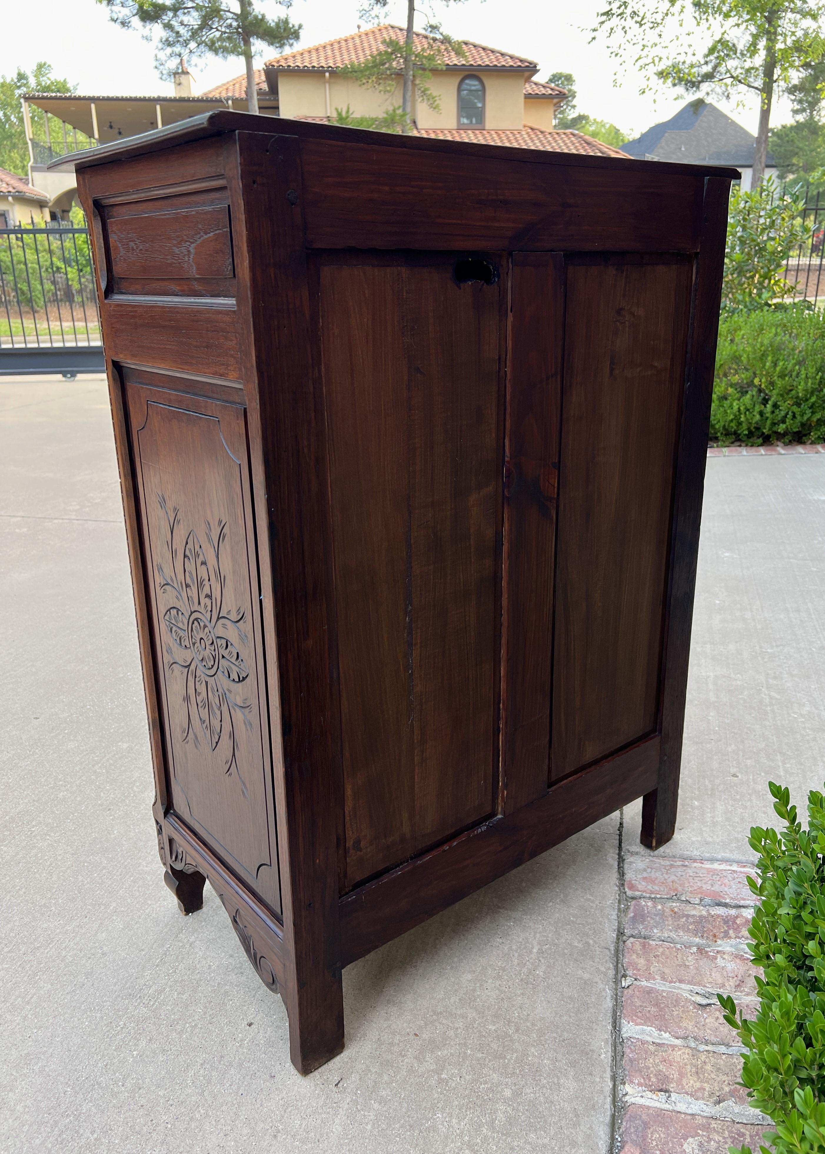 Antique French Breton Jam Cabinet Cupboard Storage Drawer Carved Oak 19th C For Sale 9