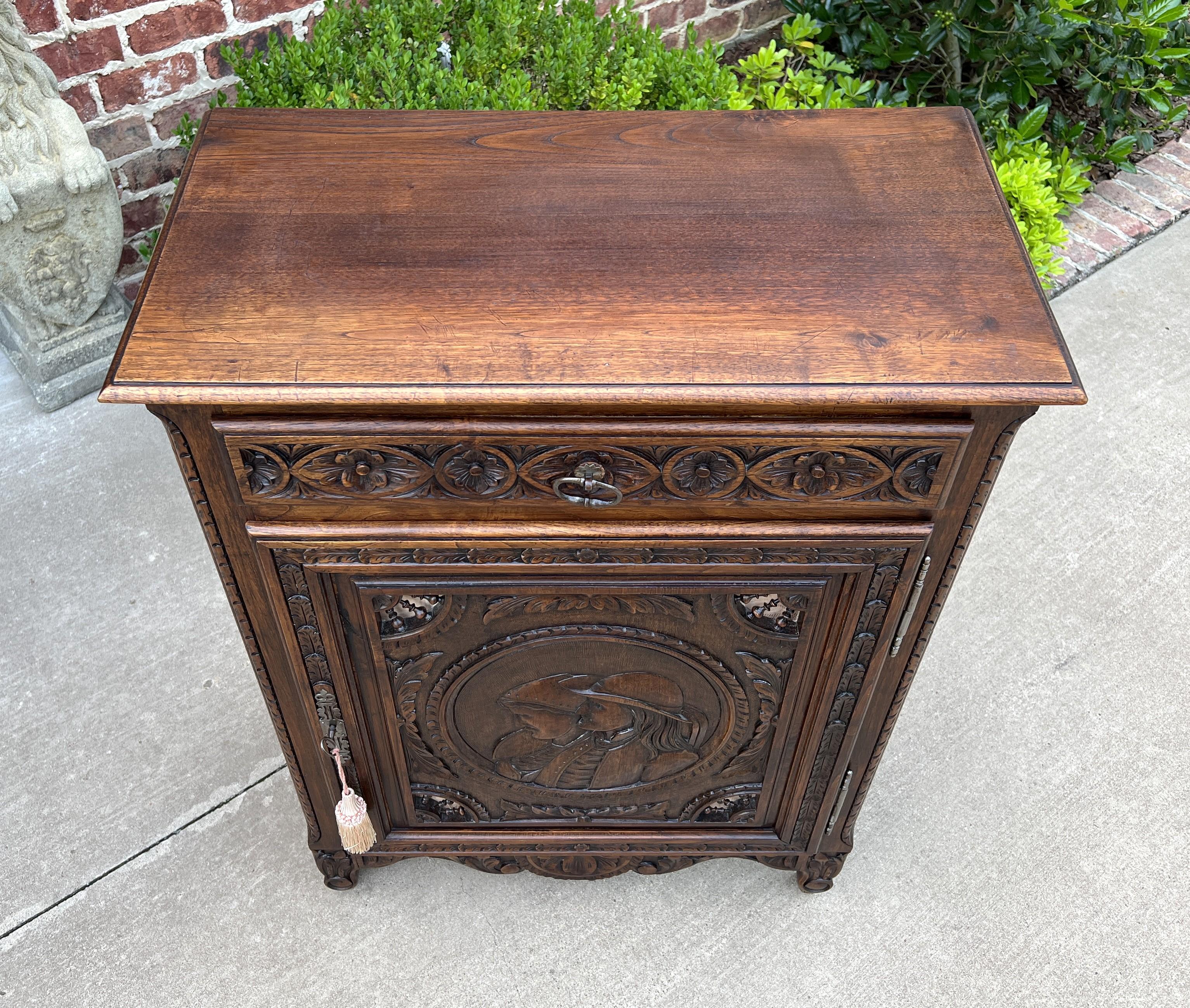 Antique French Breton Jam Cabinet Cupboard Storage Drawer Carved Oak 19th C For Sale 1