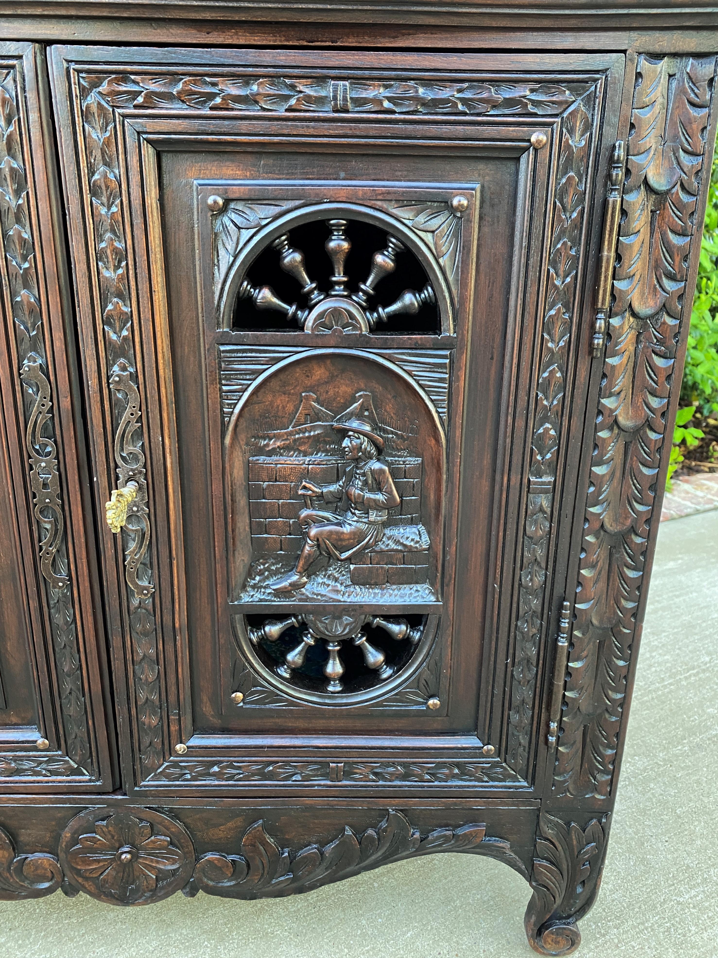 Antique French Breton Plate Dresser Buffet Sideboard Server Chestnut Petite 19C 2