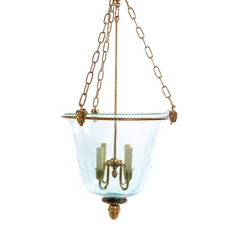antique french bronze and glass bell jar hall light fixture for sale