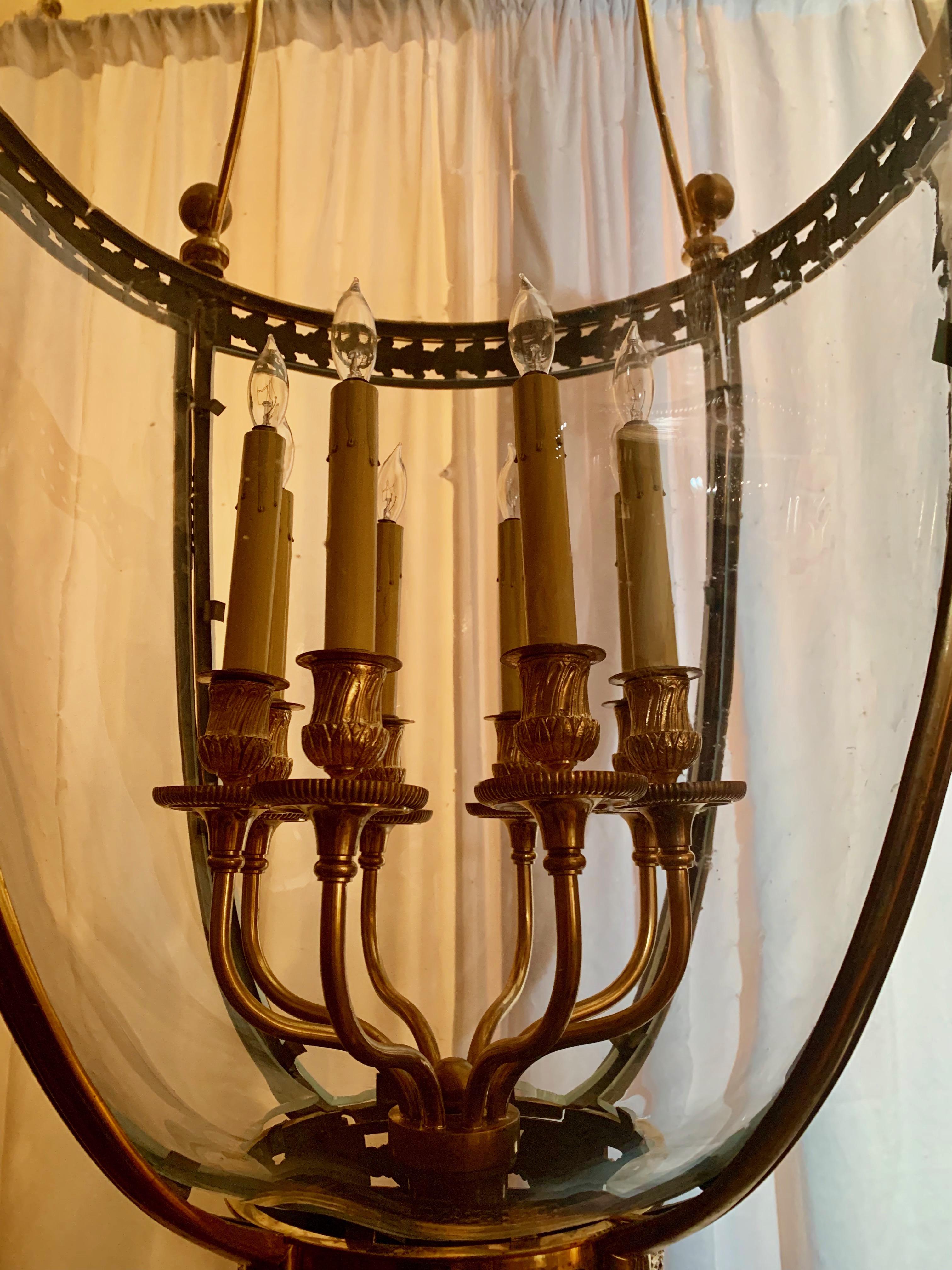 Antique bronze 19th century lantern exceptional size.

        
