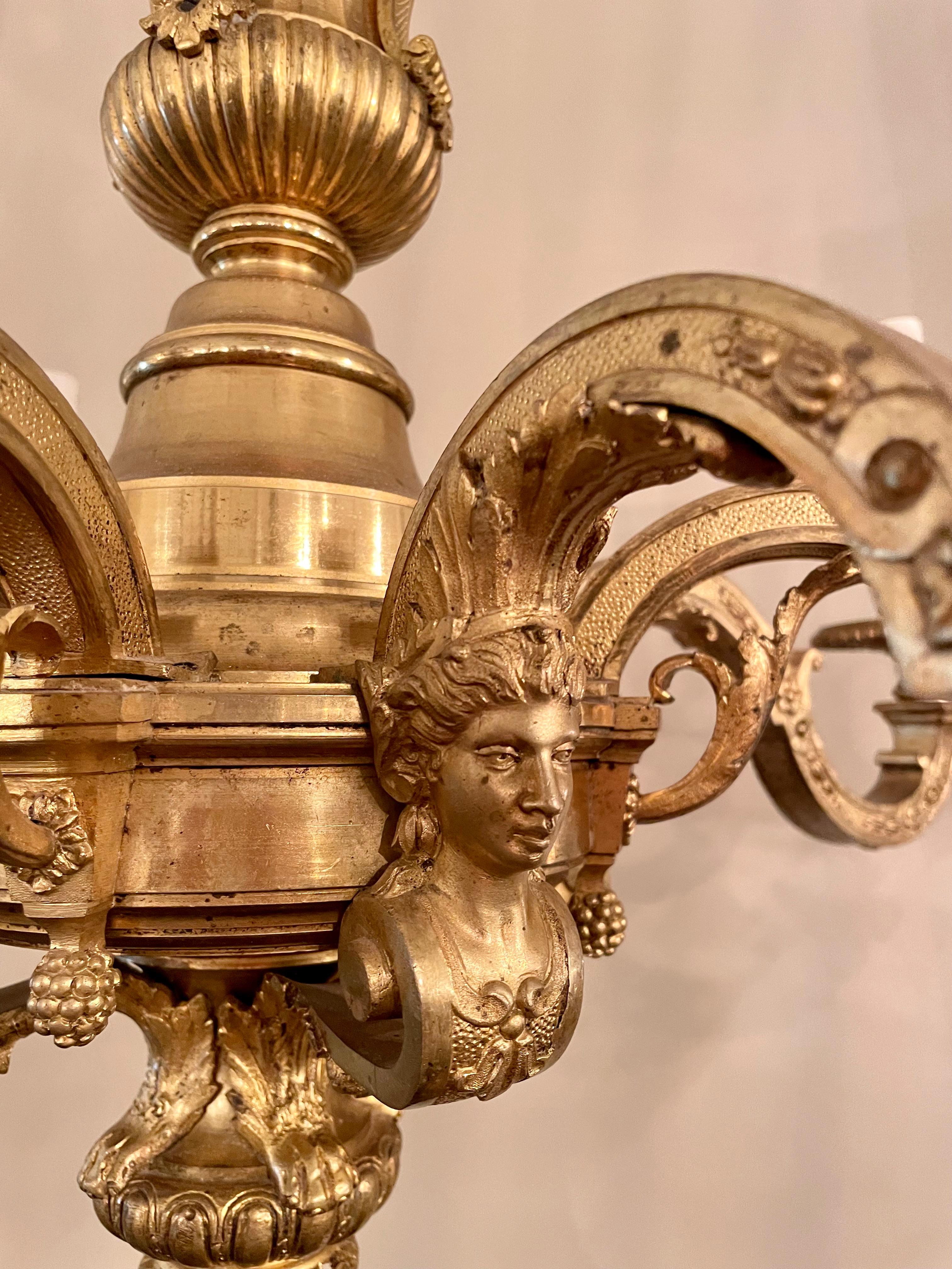 Antique French Bronze 8 Light Mazarin Fixture, circa 1880. 