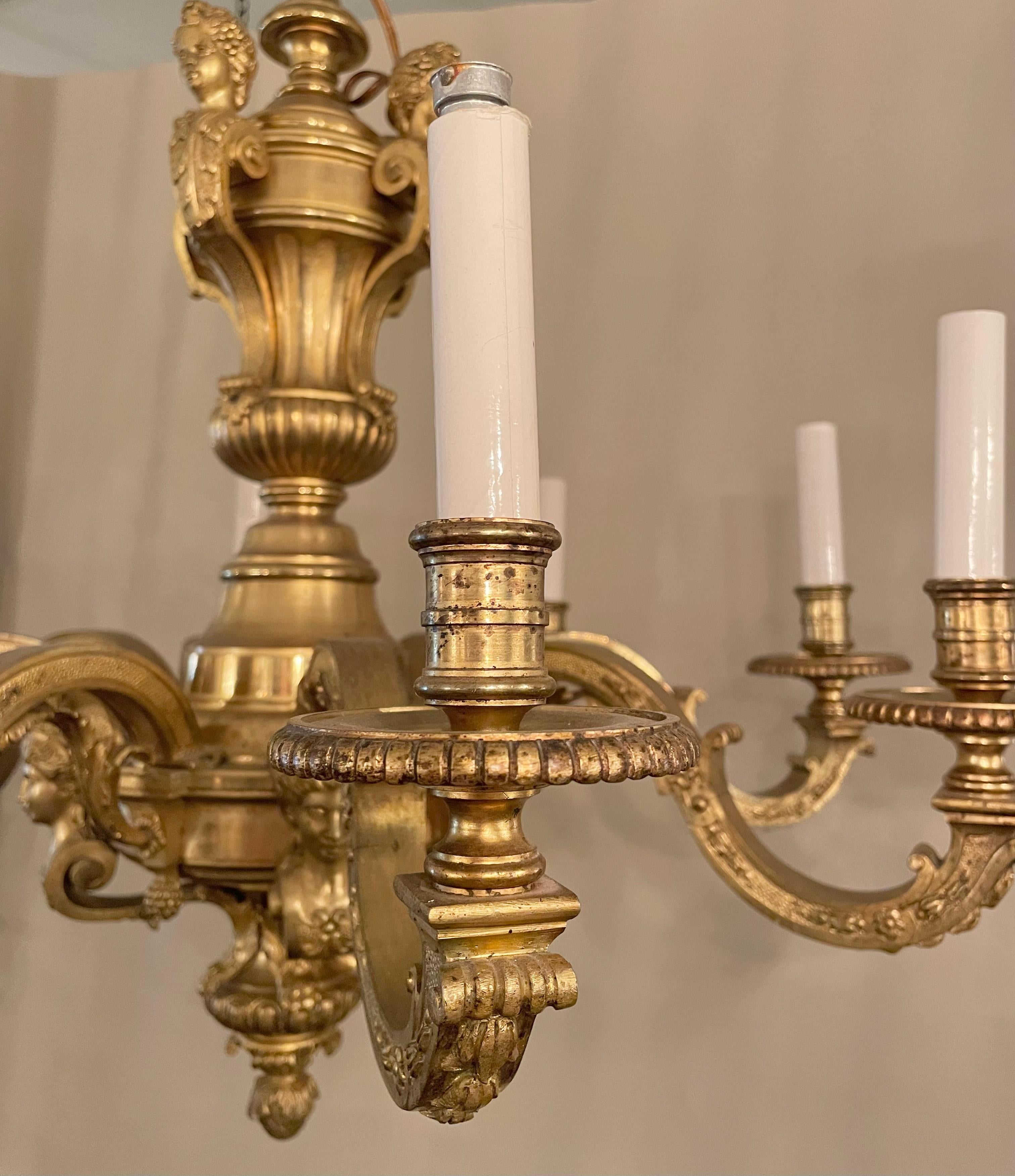 Francese Antique French Bronze 8 Light Mazarin Fixture, circa 1880 in vendita