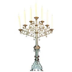 Antique French Bronze Altar Candelabras