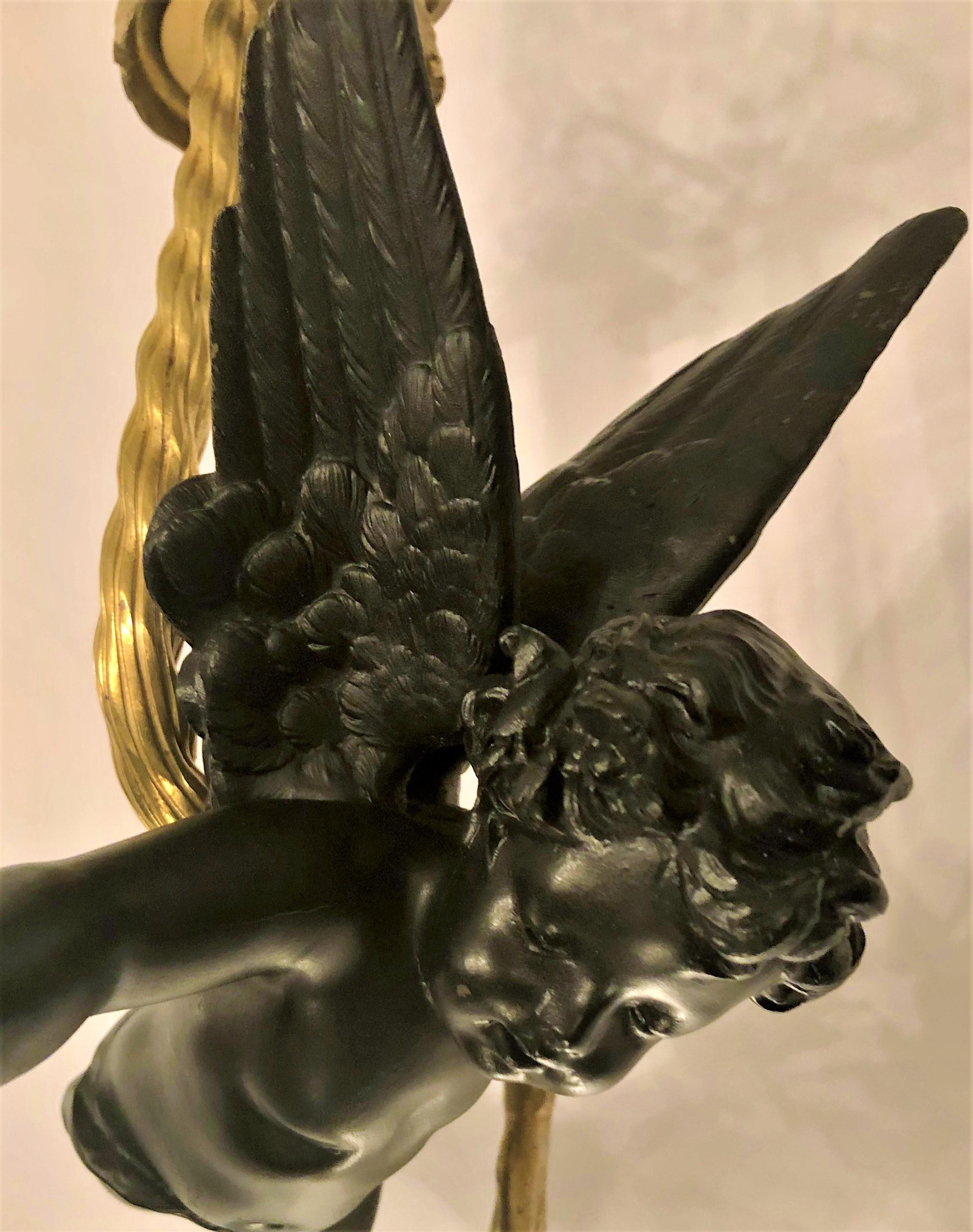 Antique French Bronze and Art Glass Chandelier In Good Condition In New Orleans, LA