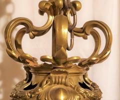 Antike französische 3-Licht-Glaslaterne aus Bronze und abgeschrägtem Glas, um 1890