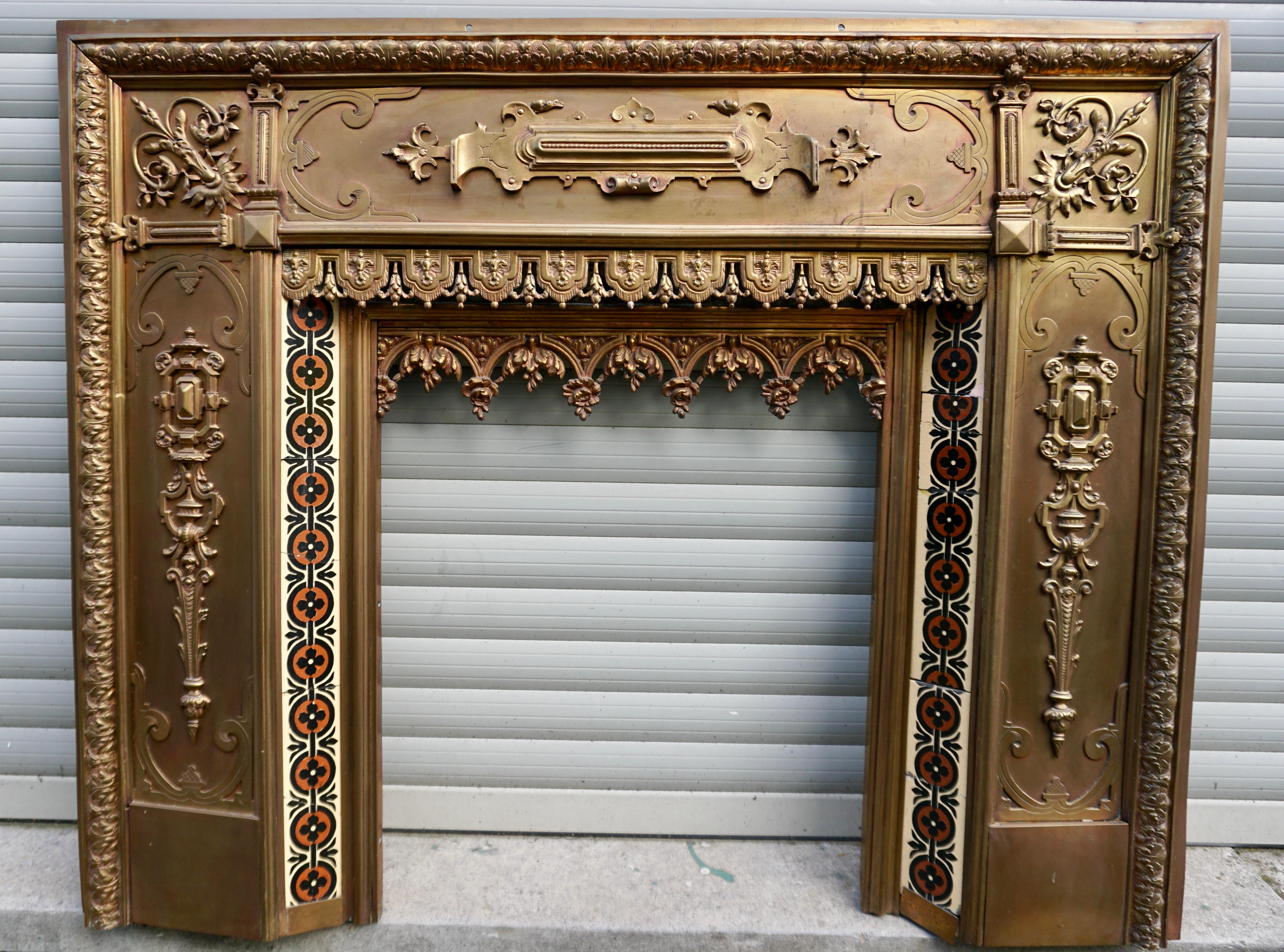 Antique French Bronze and Brass Fire Surround 1
