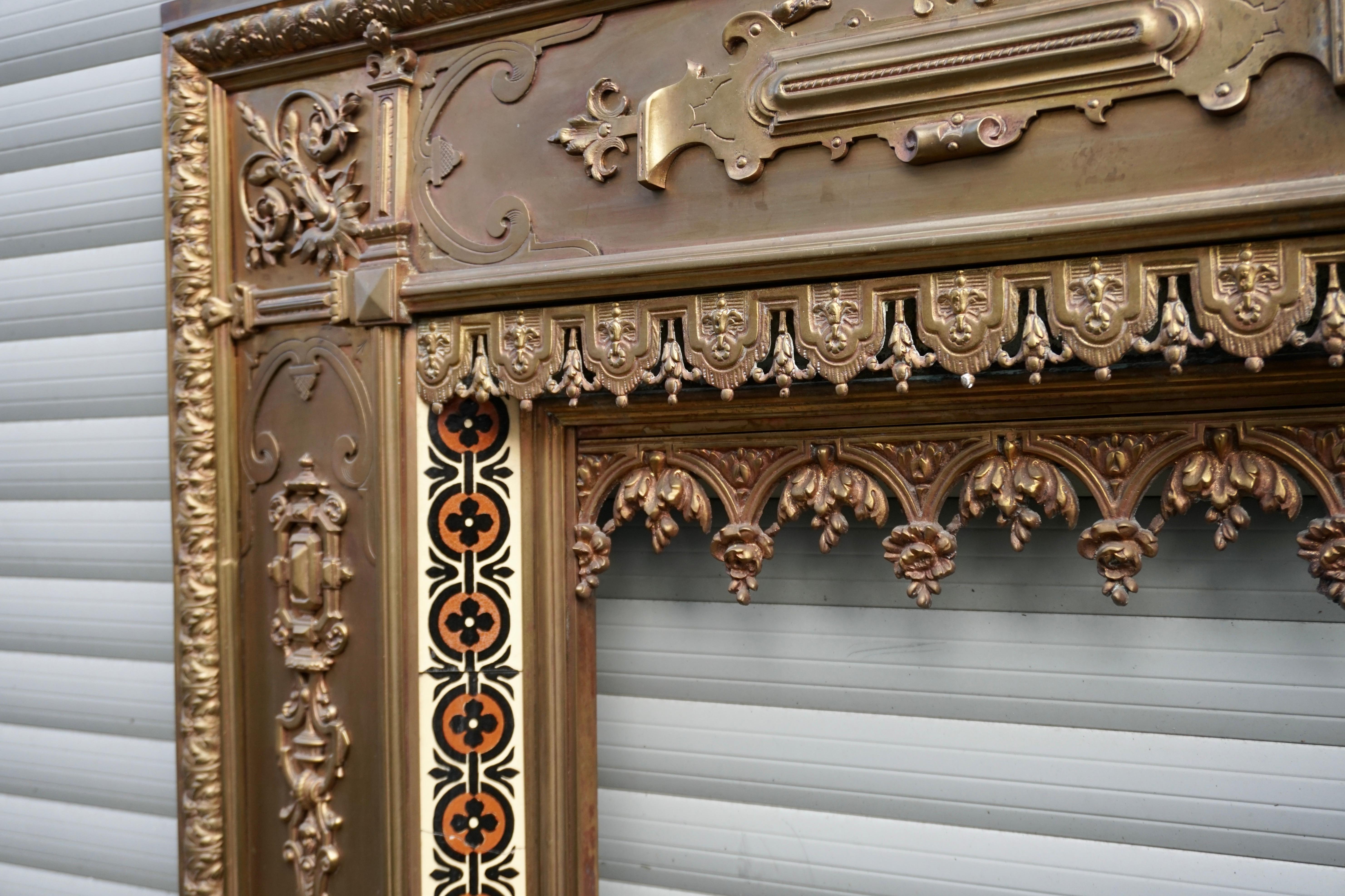 Antique French Bronze and Brass Fire Surround 3