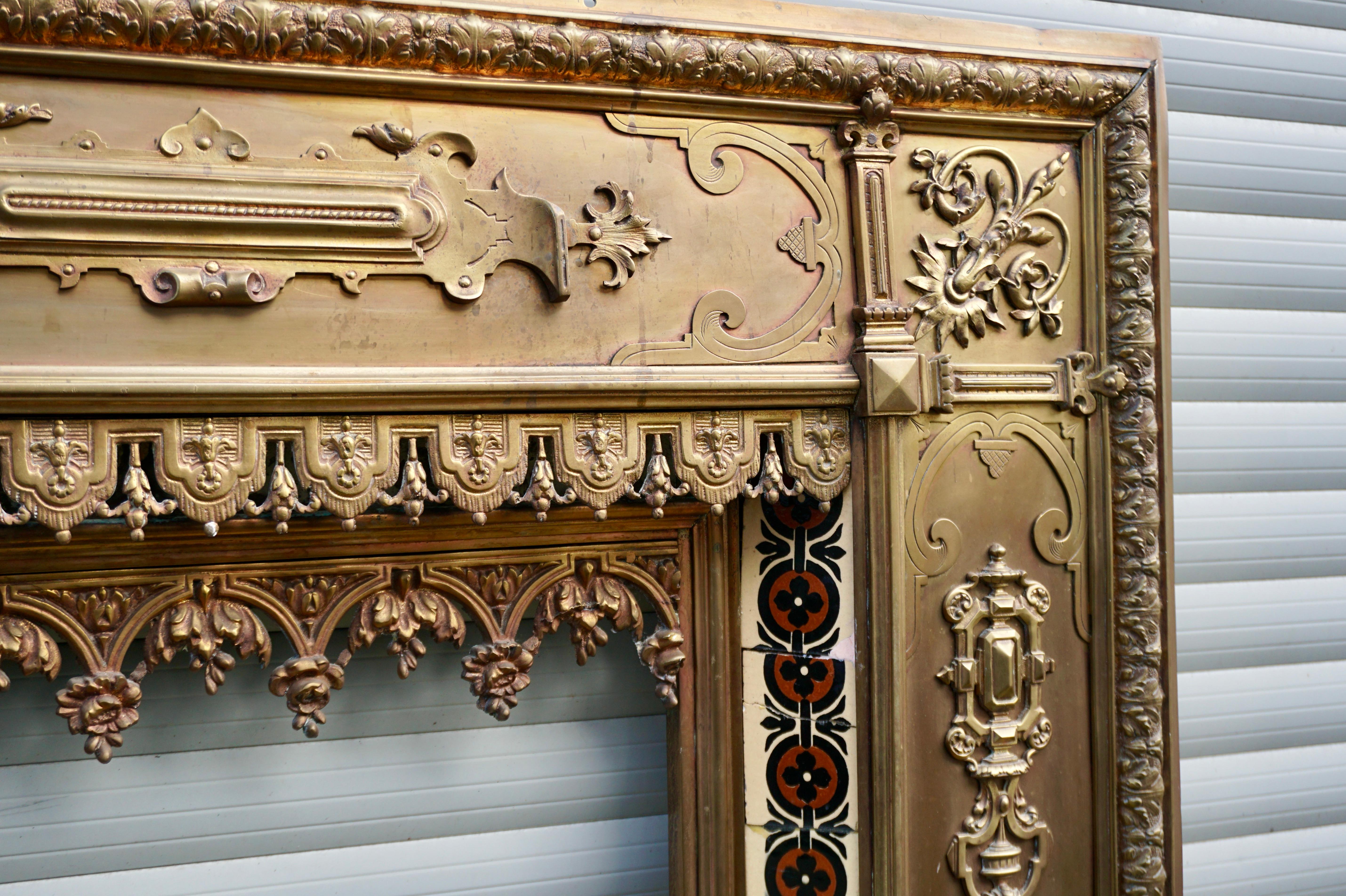 Antique French Bronze and Brass Fire Surround 4