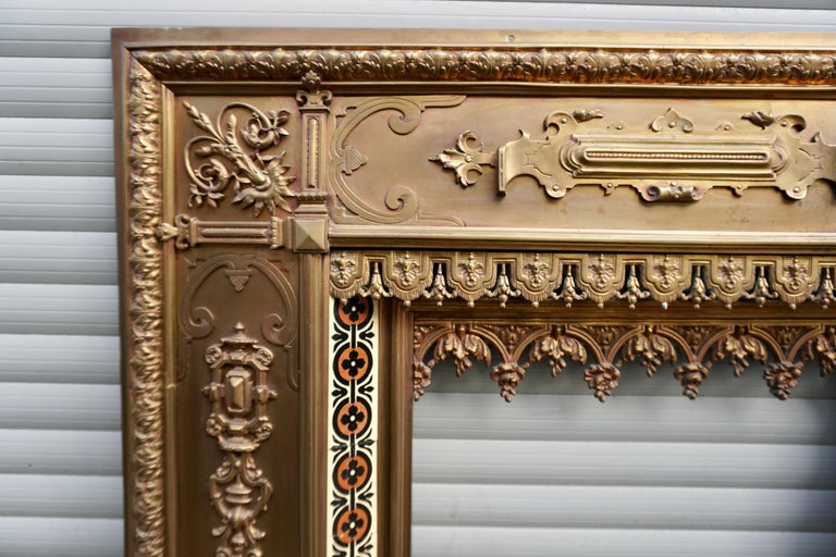 Antique French Bronze and Brass Fire Surround For Sale 1