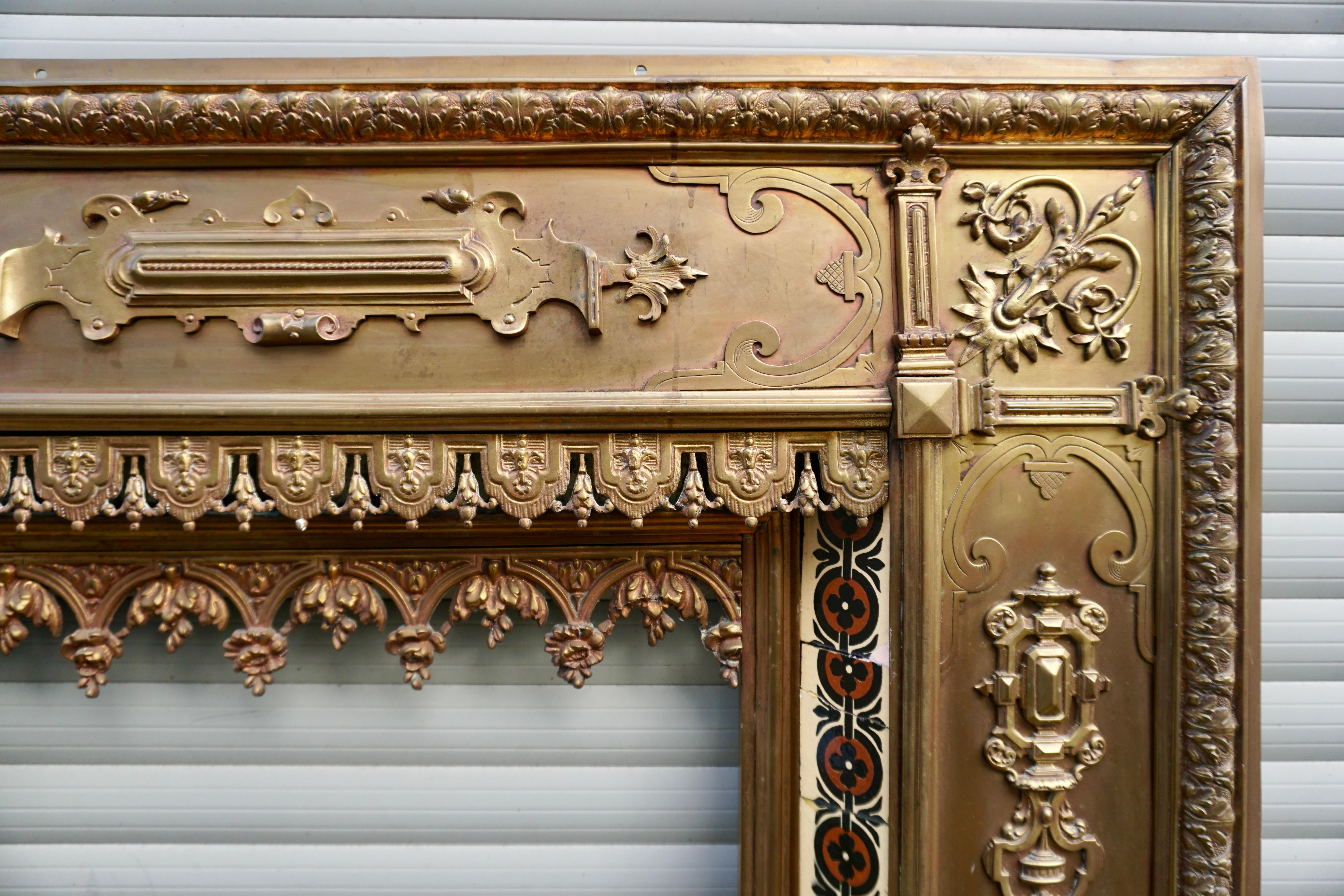 20th Century Antique French Bronze and Brass Fire Surround
