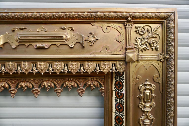 Antique French Bronze and Brass Fire Surround For Sale 2