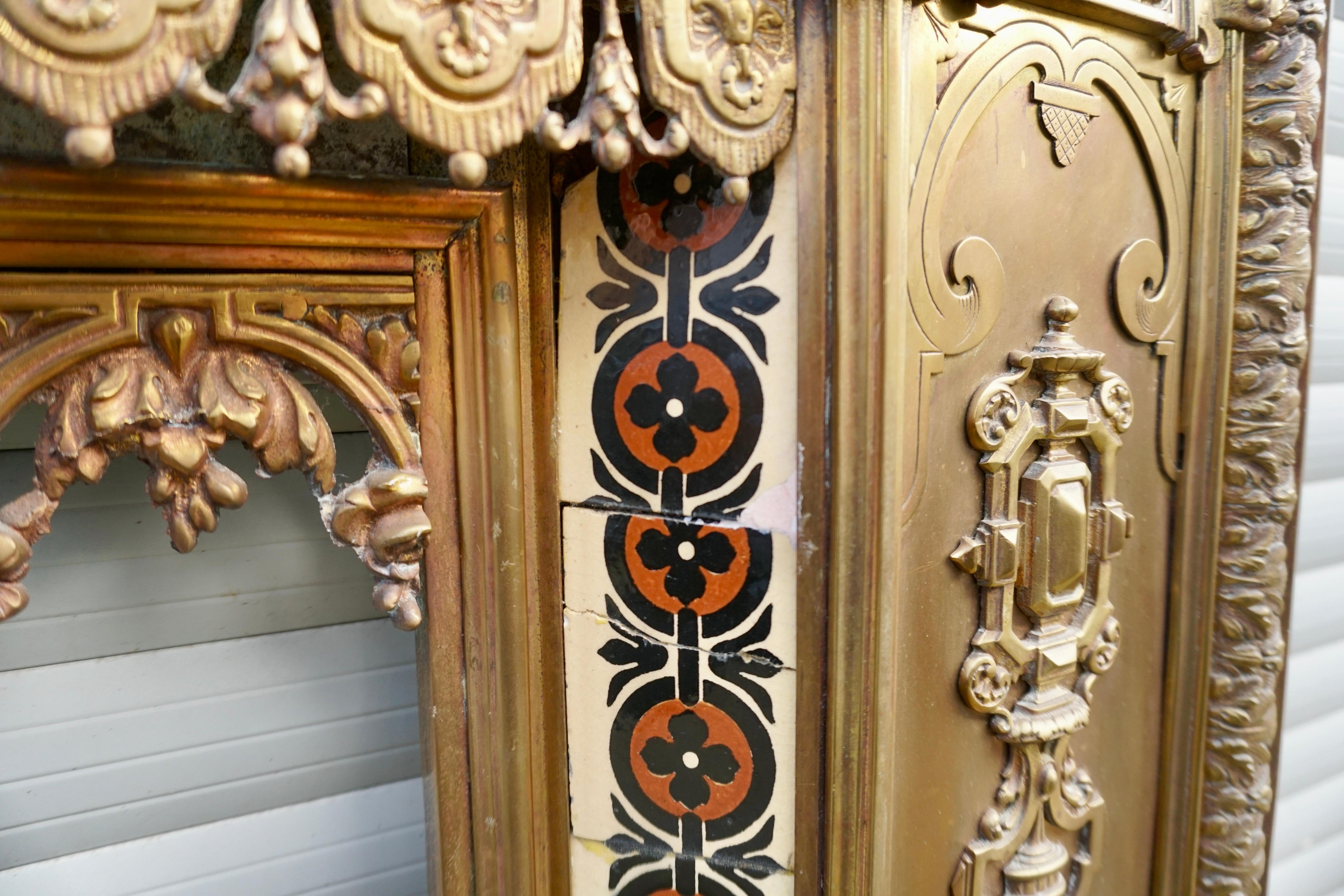 Metal Antique French Bronze and Brass Fire Surround
