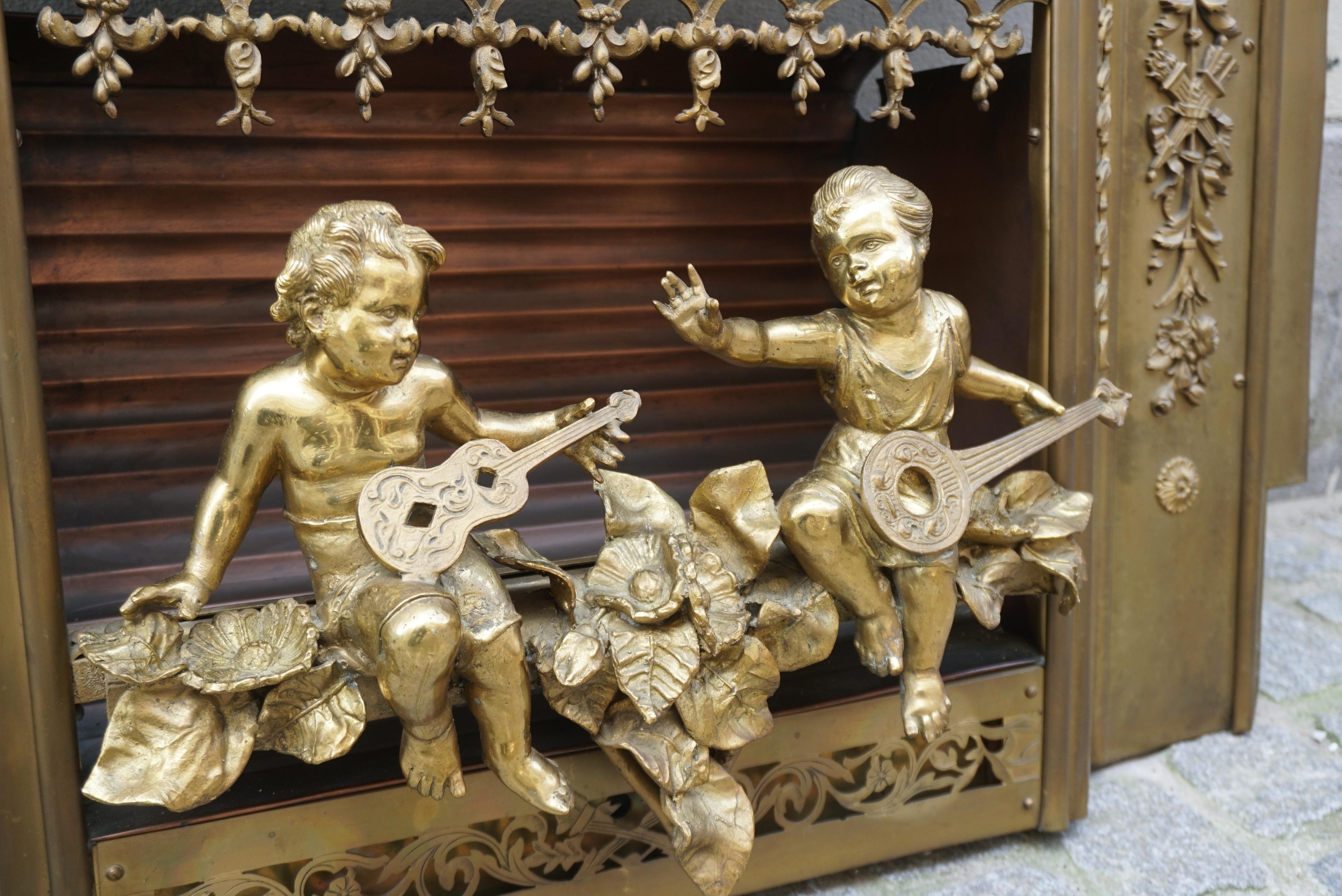 Antique French Bronzo e Ottone con angeli e parafango in vendita 2