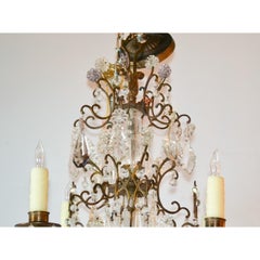 Antique French Bronze and Crystal Chandelier