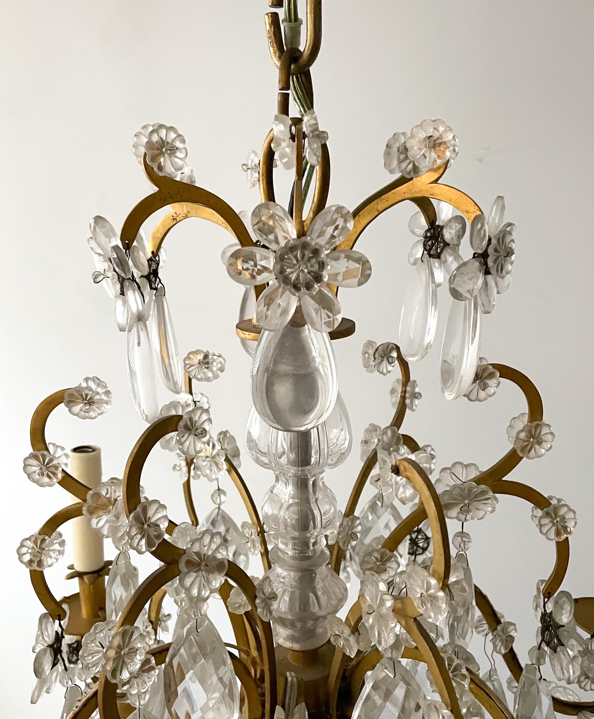Louis XVI Antique French Bronze and Crystal Chandelier