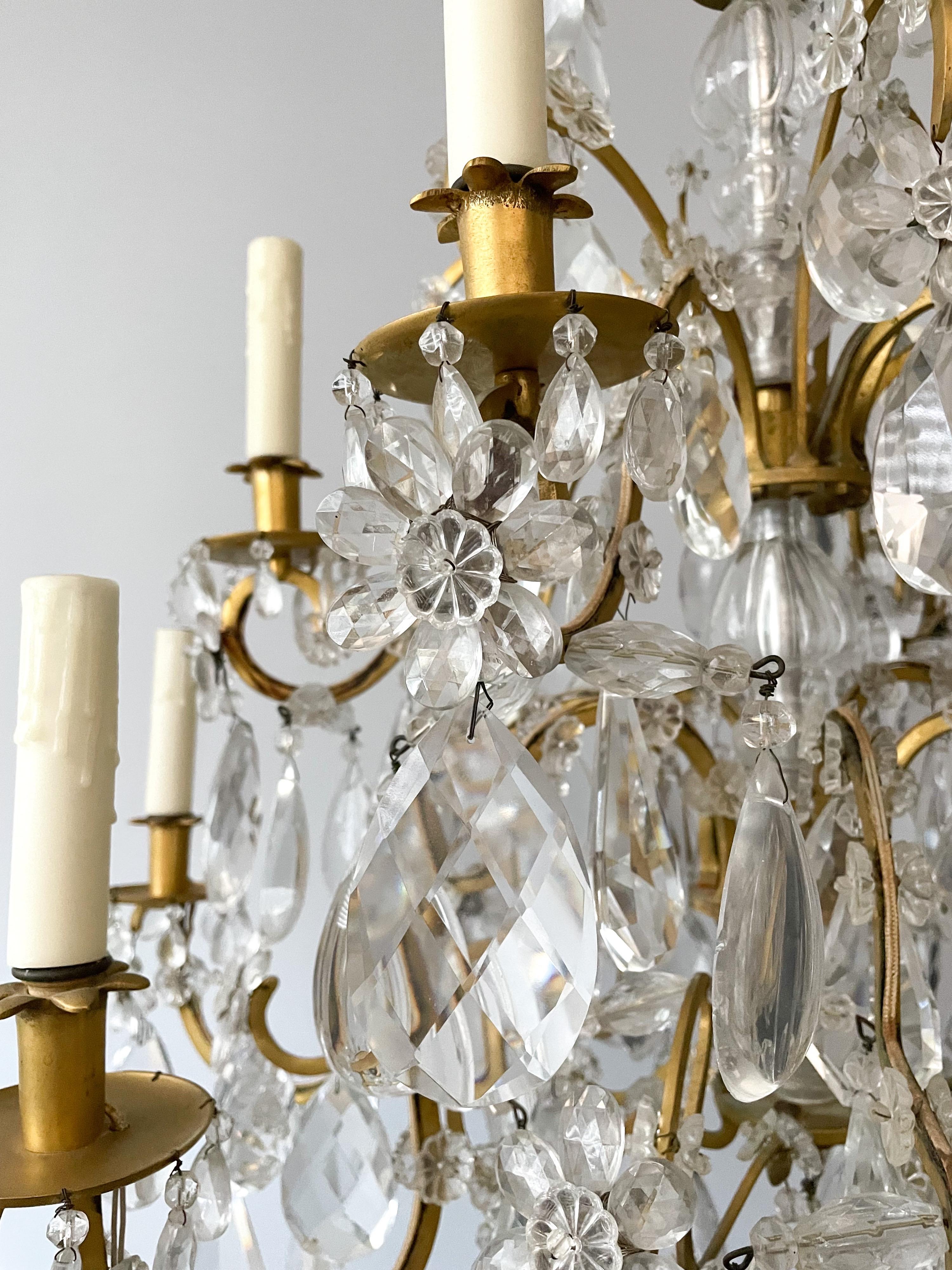 Antique French Bronze and Crystal Chandelier 2