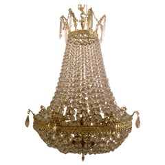 Antique French Bronze and Crystal Chandelier