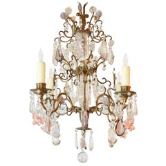 Antique French Bronze and Crystal Chandelier