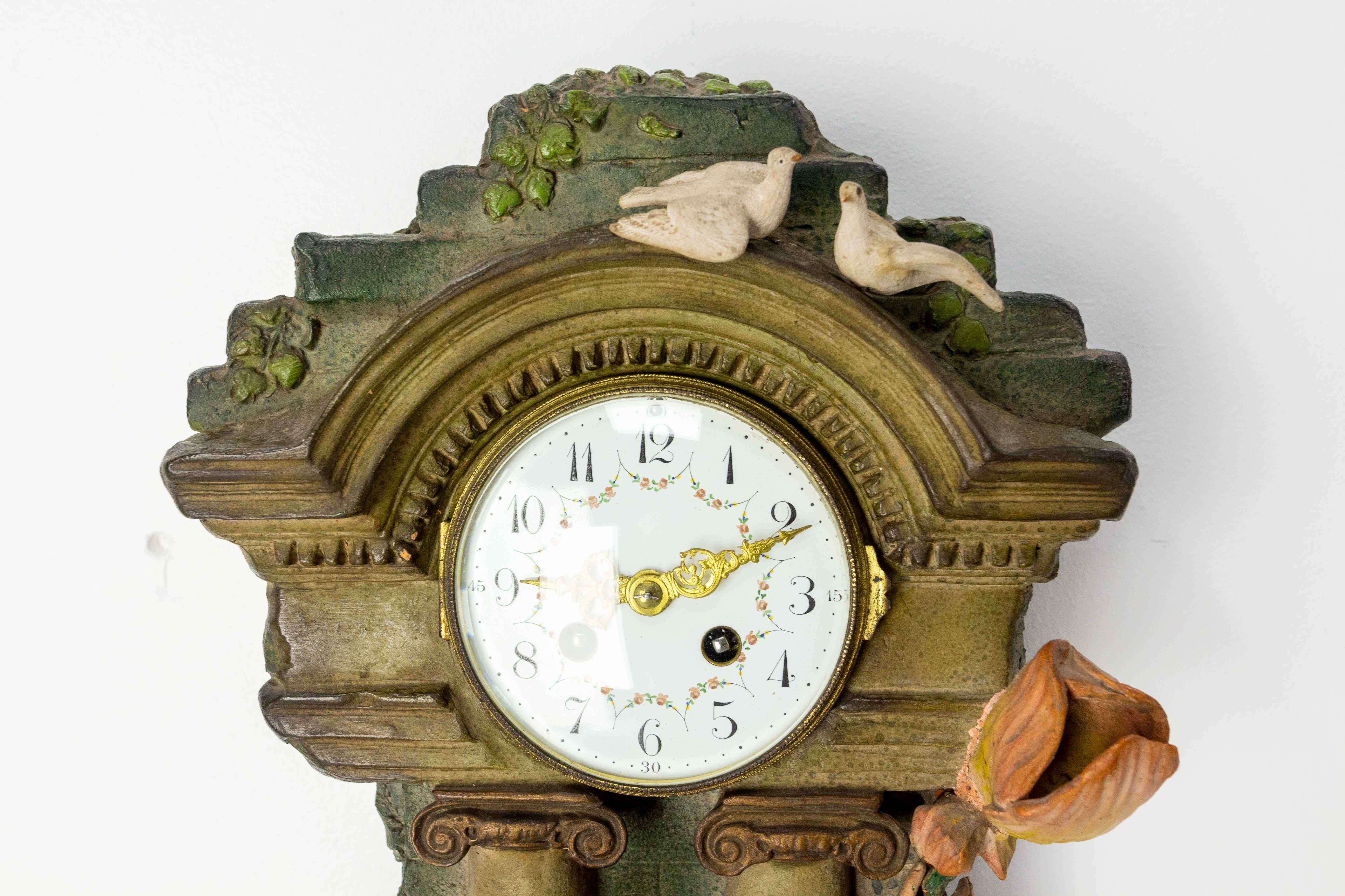 Antique French Bronze and Marble Mantel Set Clock Cherub Putti Napoleon III For Sale 6