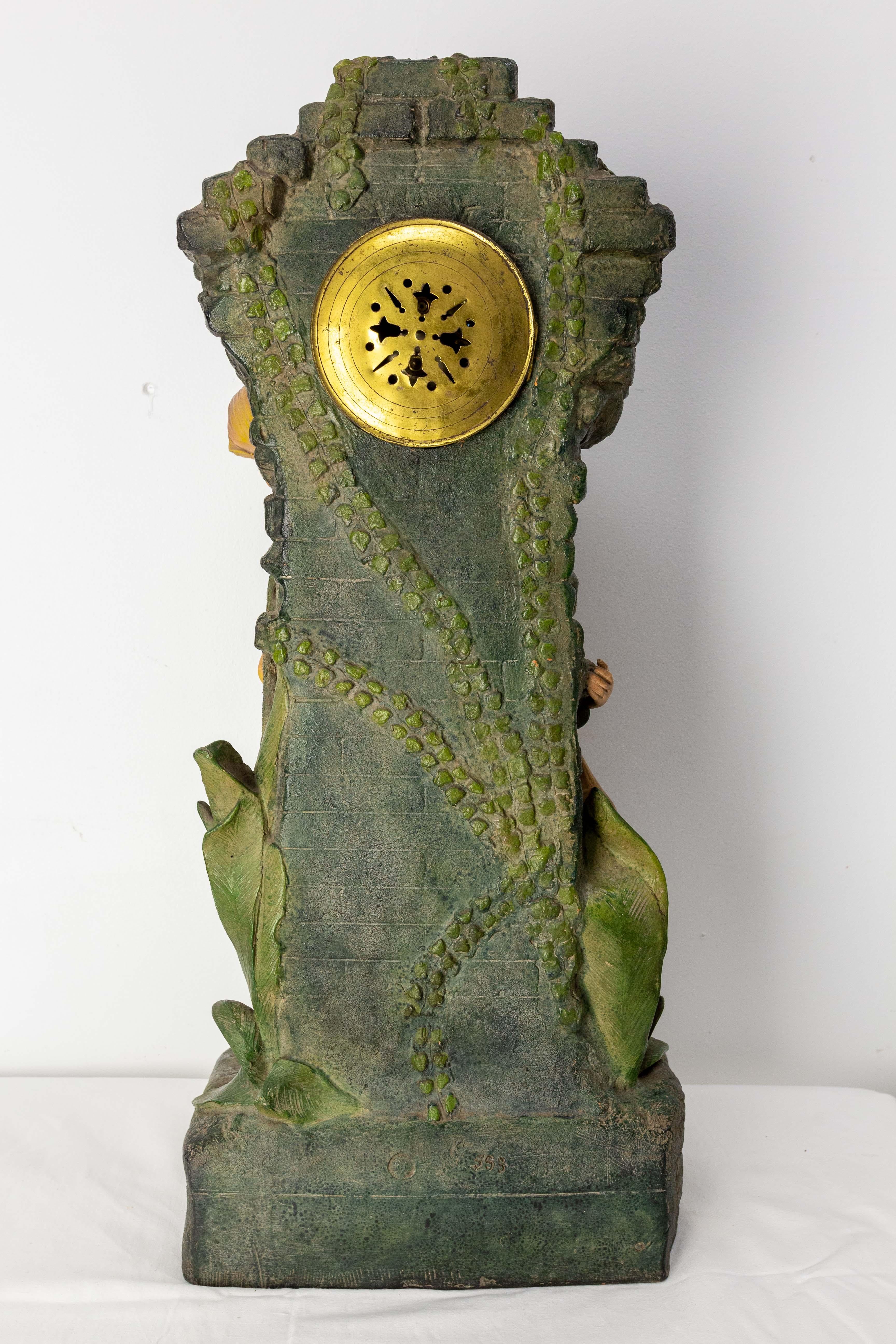 Antique French Bronze and Marble Mantel Set Clock Cherub Putti Napoleon III For Sale 8