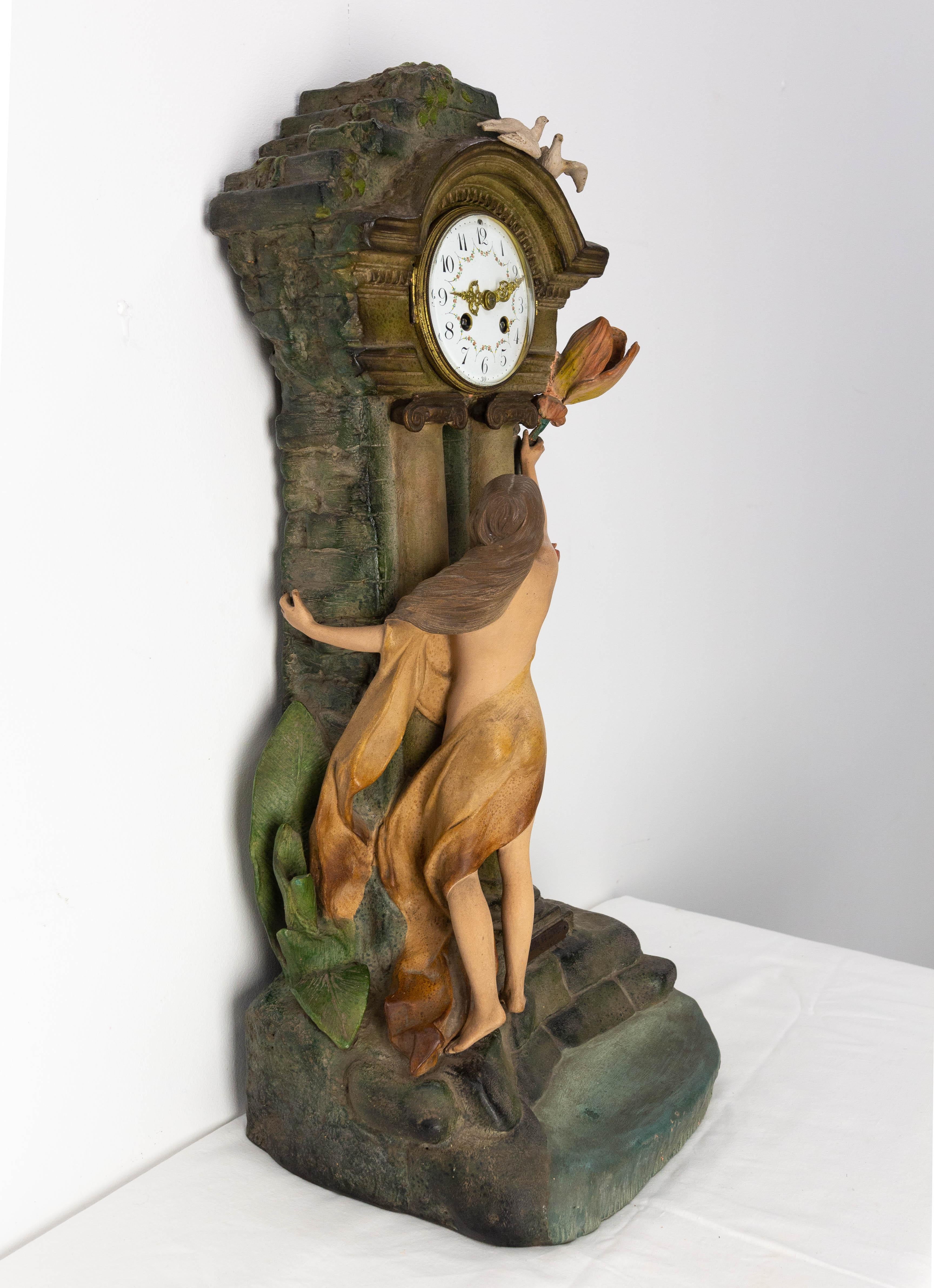 19th Century Antique French Bronze and Marble Mantel Set Clock Cherub Putti Napoleon III For Sale