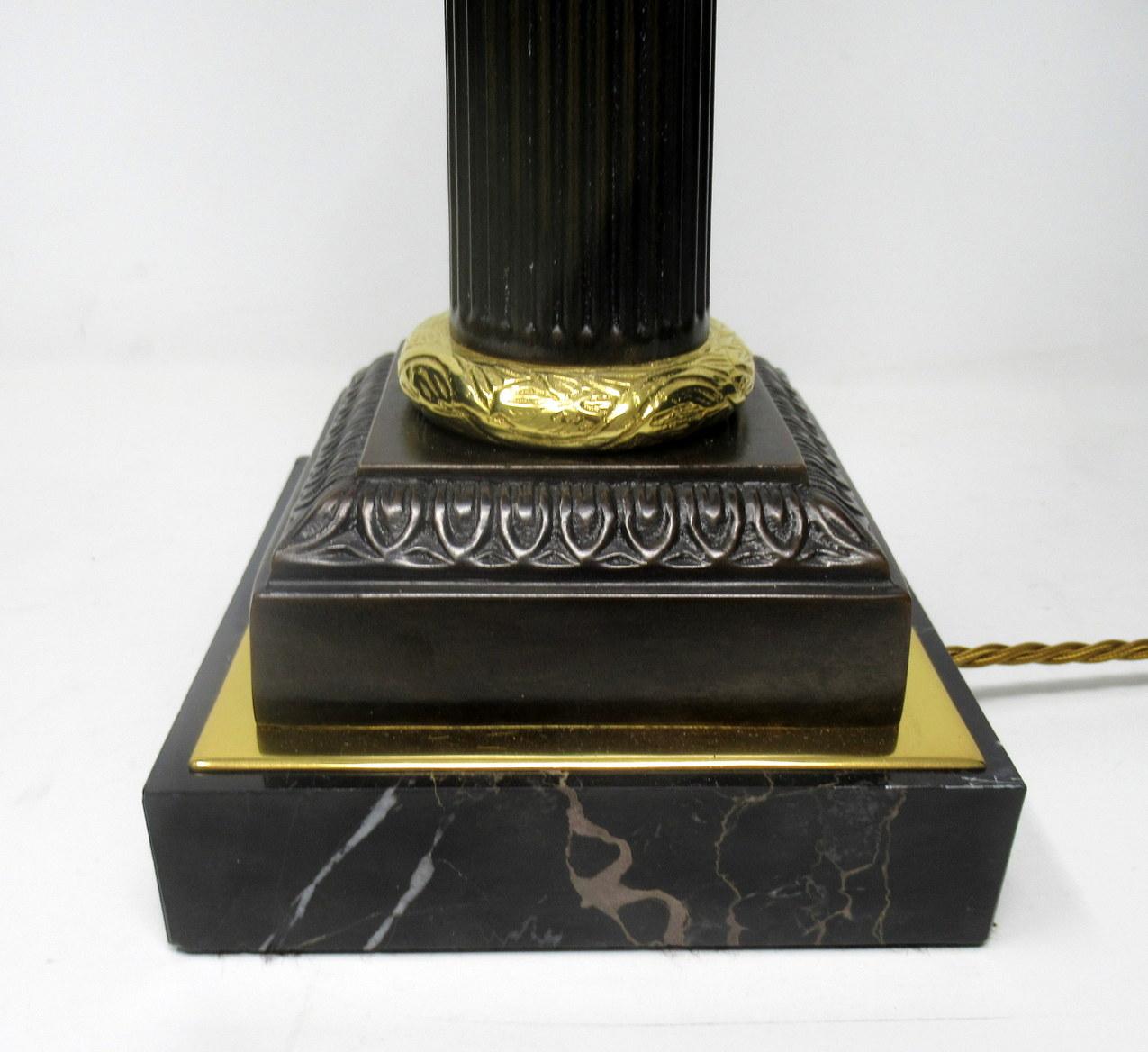 Early Victorian Antique French Bronze and Ormolu Corinthian Column Table Lamp Mid-19th Century
