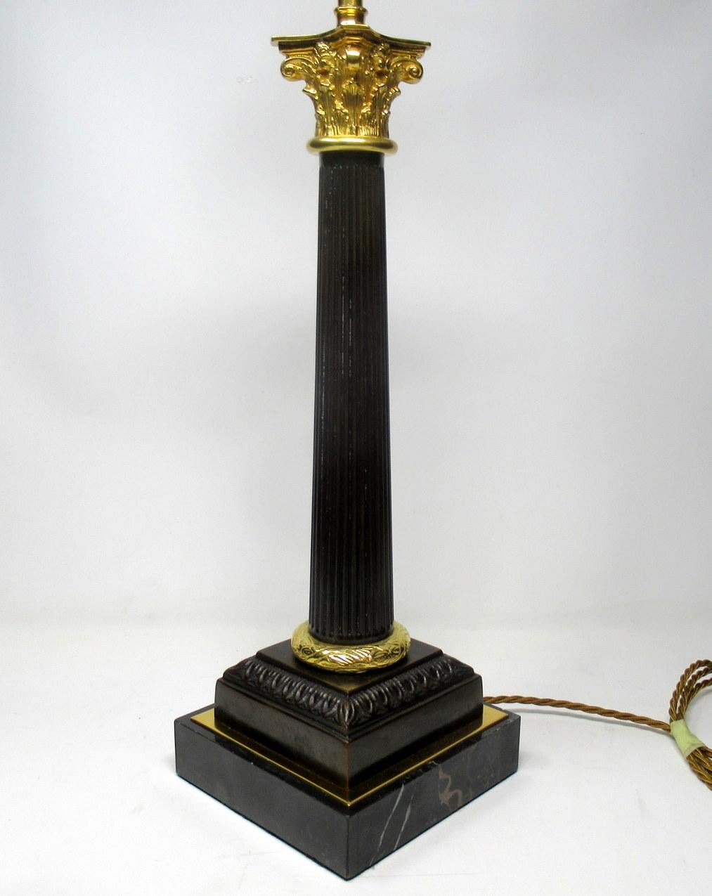 Antique French Bronze and Ormolu Corinthian Column Table Lamp Mid-19th Century 2