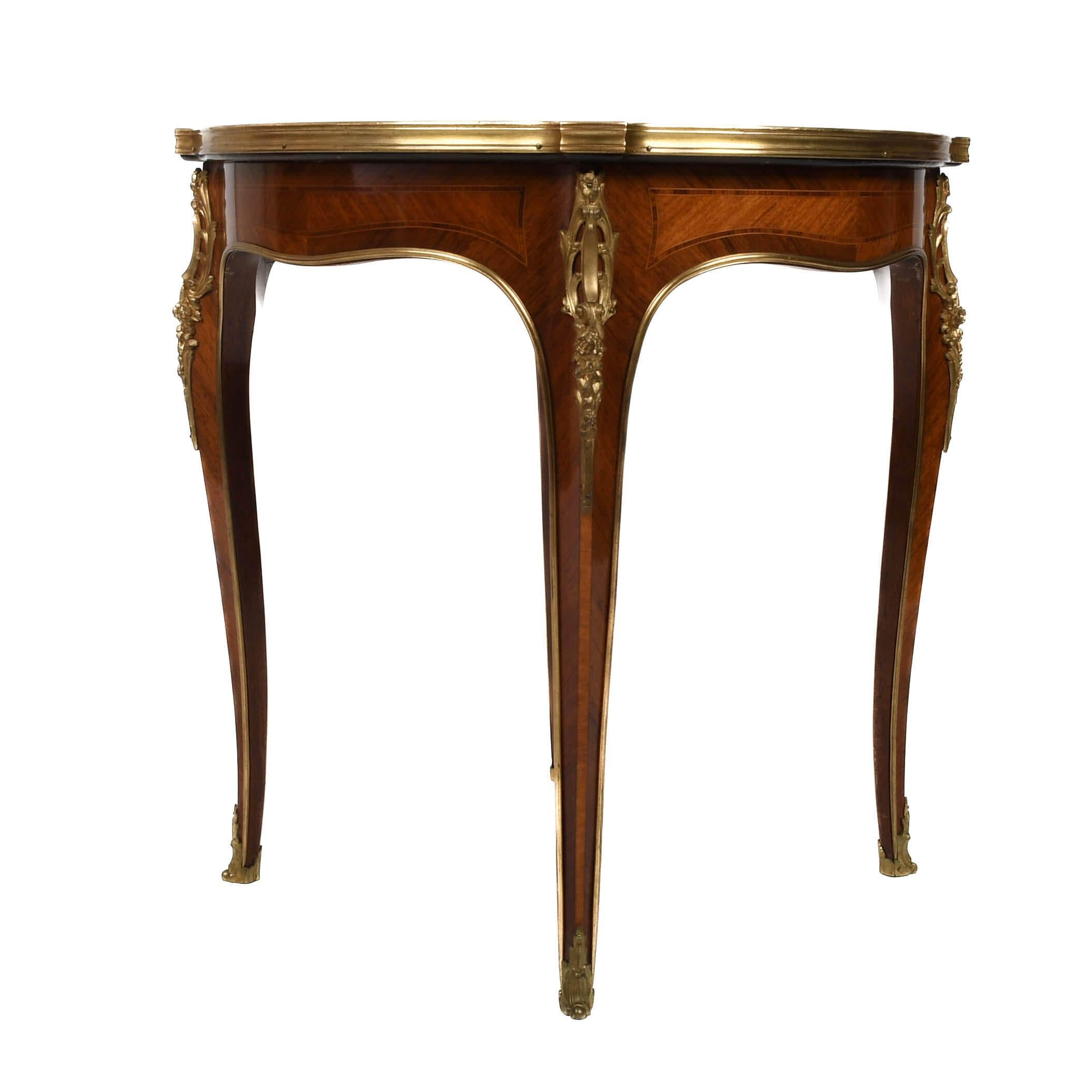 Other Antique French Bronze and Rouge Marble Side Table For Sale