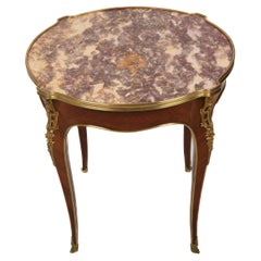 Antique French Bronze and Rouge Marble Side Table