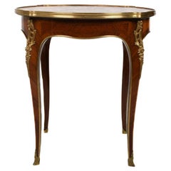 Antique French Bronze and Rouge Marble Side Table