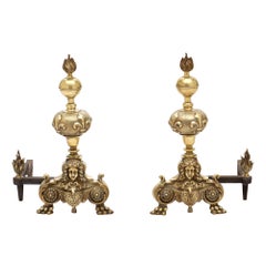 Antique French Bronze Andirons