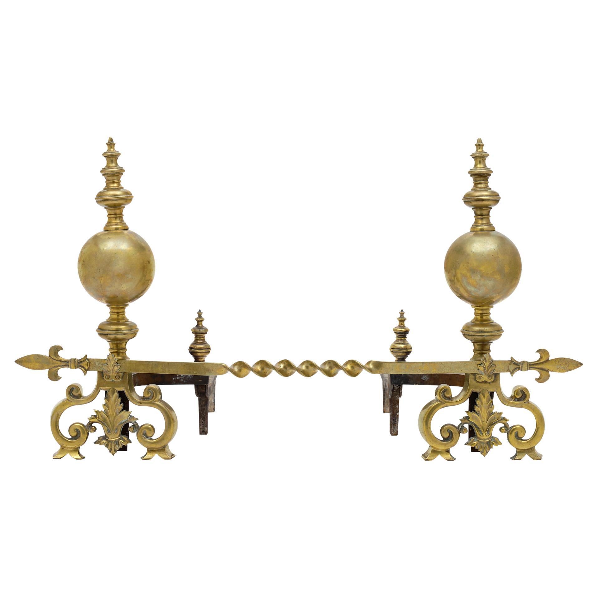 Antique French Bronze Andirons