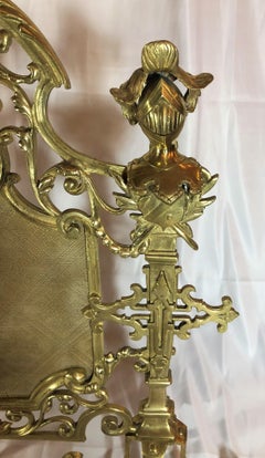 Antique French Bronze Armorial Firescreen, circa 1880